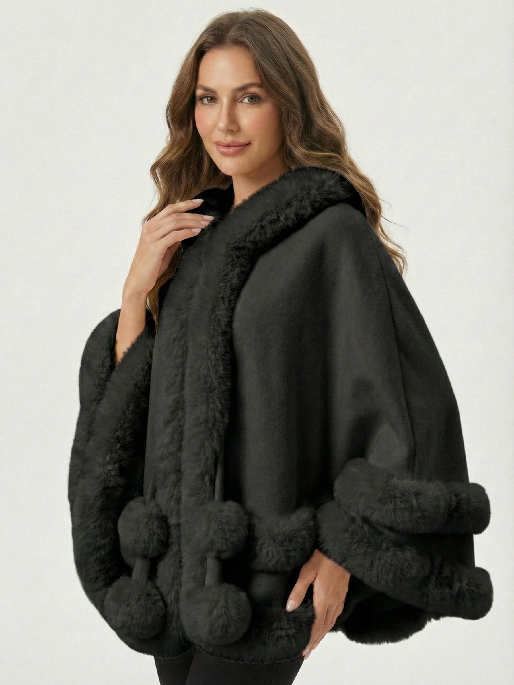 Norway | Winter cape trimmed with faux fur