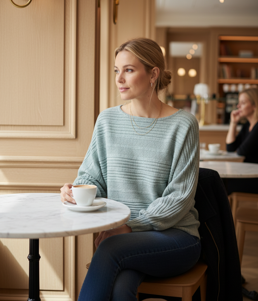 Leichter Strickpullover mit lockerem Schnitt – Sage Mist