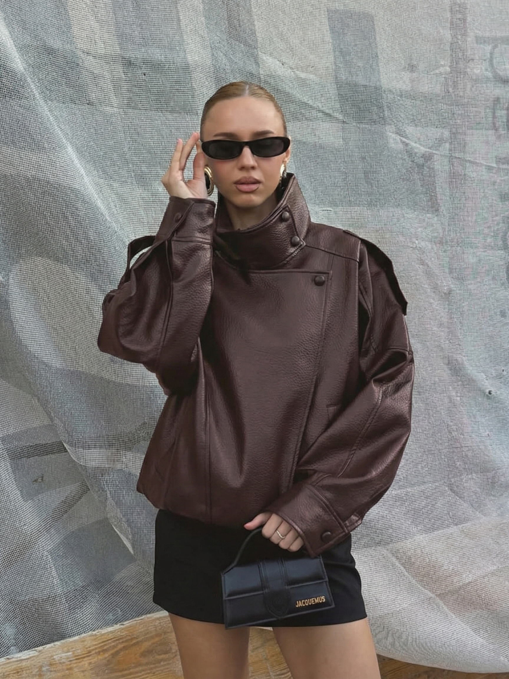 Felicia | Veste oversize à col montant en similicuir