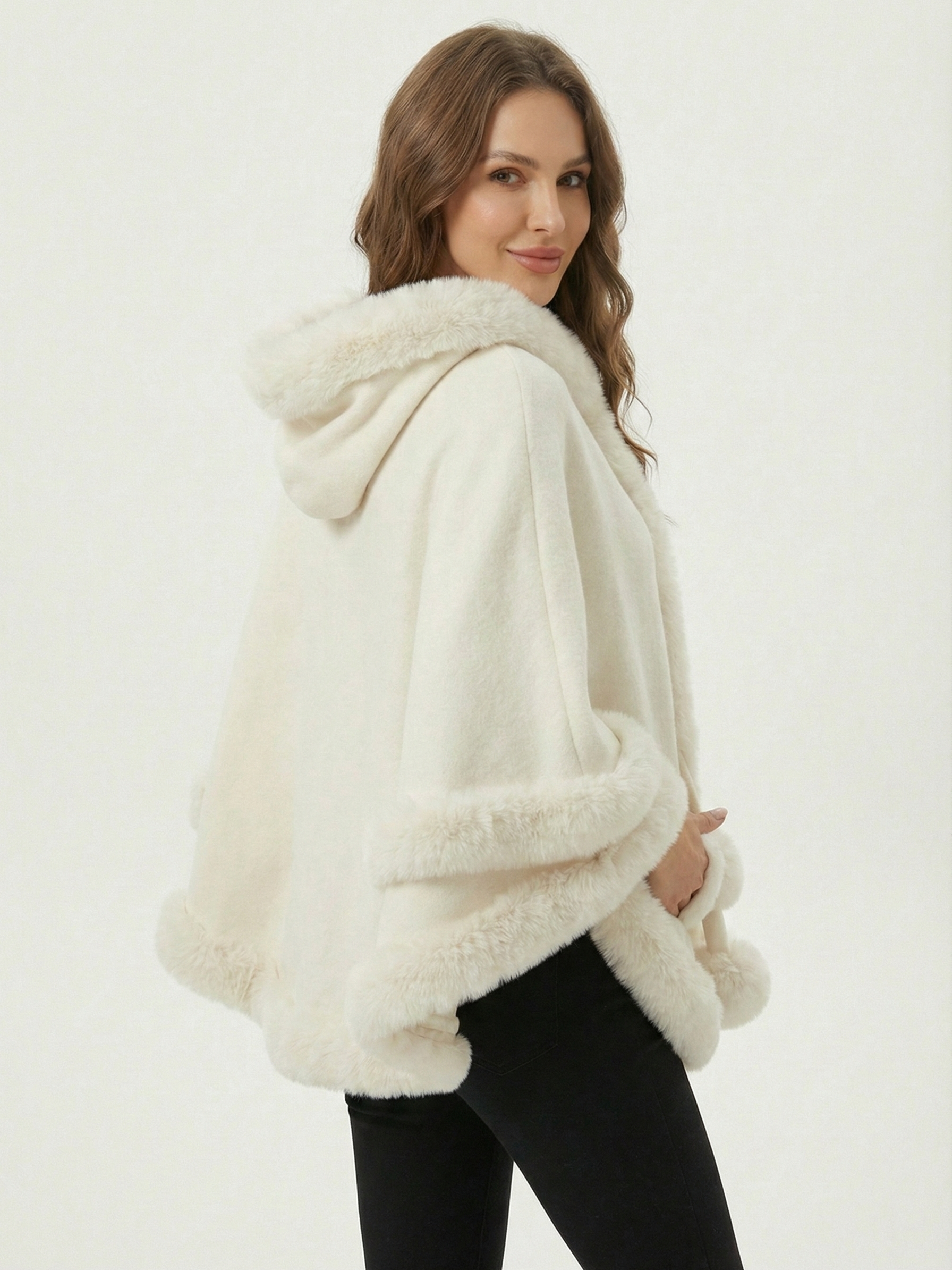 Norway | Winter cape trimmed with faux fur