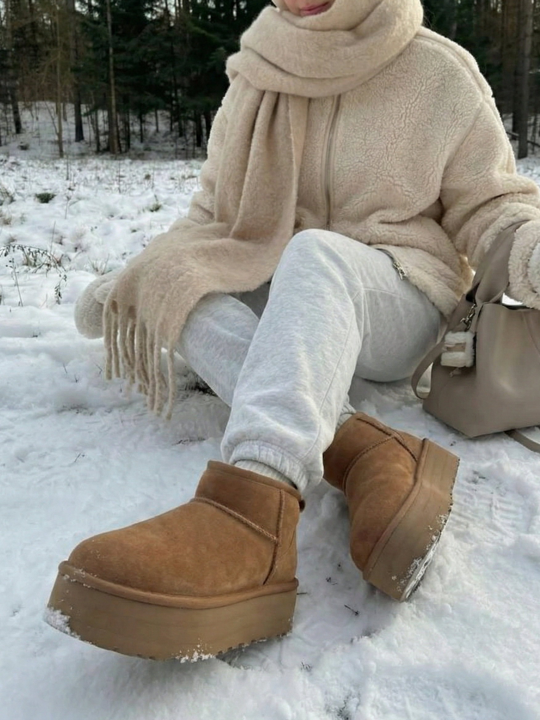 Bottes à plateforme effet daim avec doublure en fausse fourrure