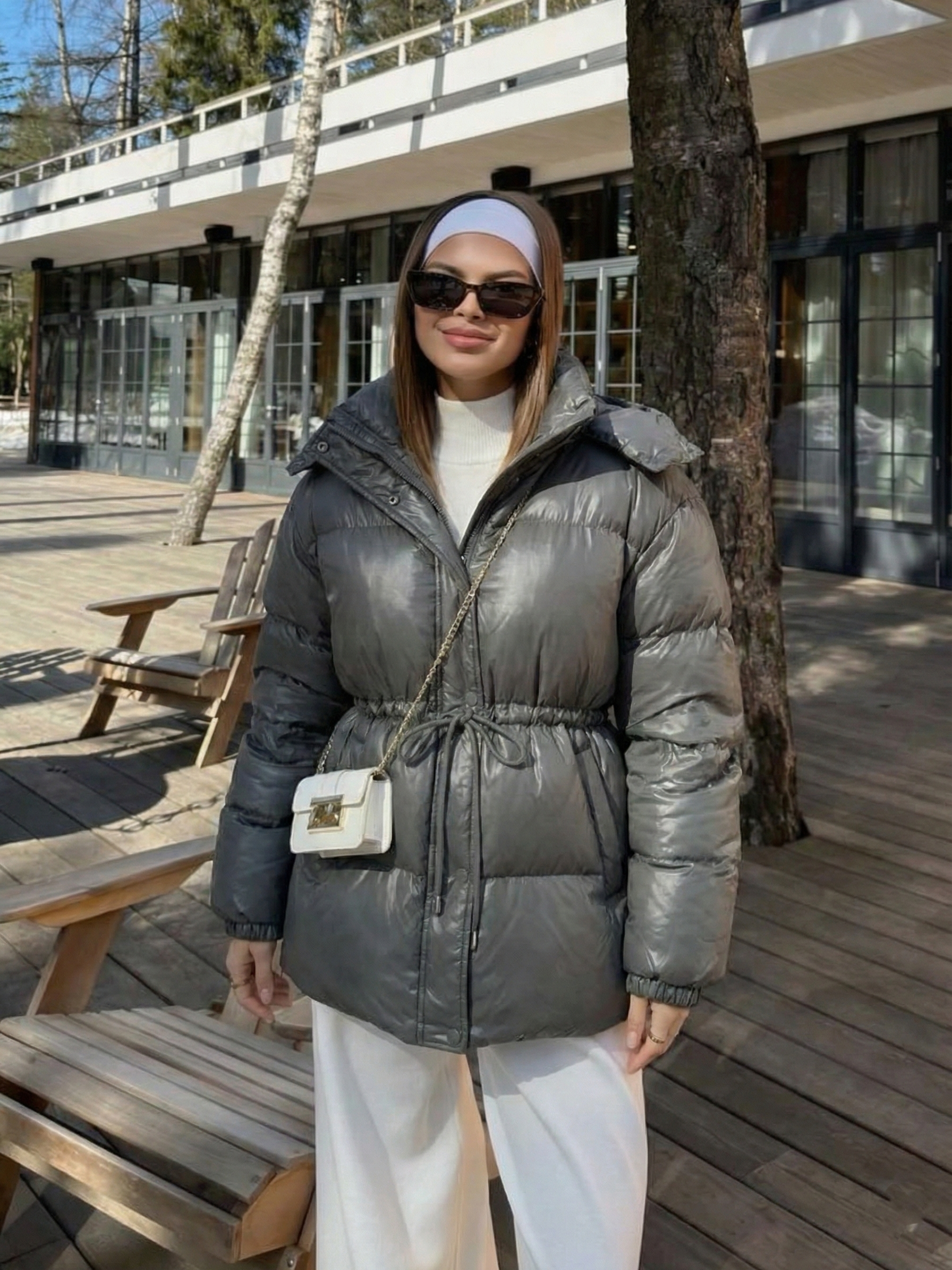 Maggie | Doudoune ceinturée à col montant