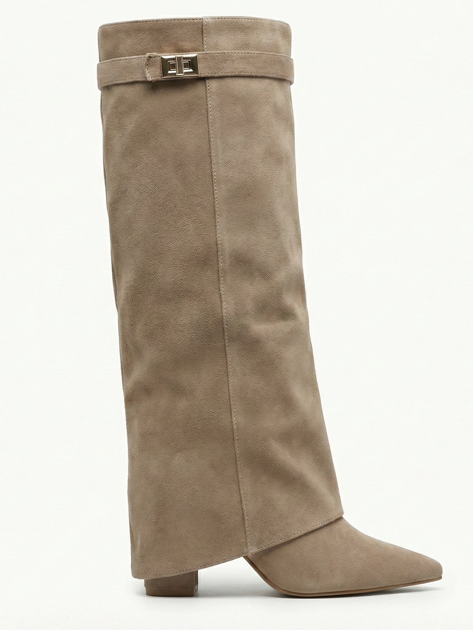 Women’s Tall Suede Boots with Slim Shaft and Pointed Toe