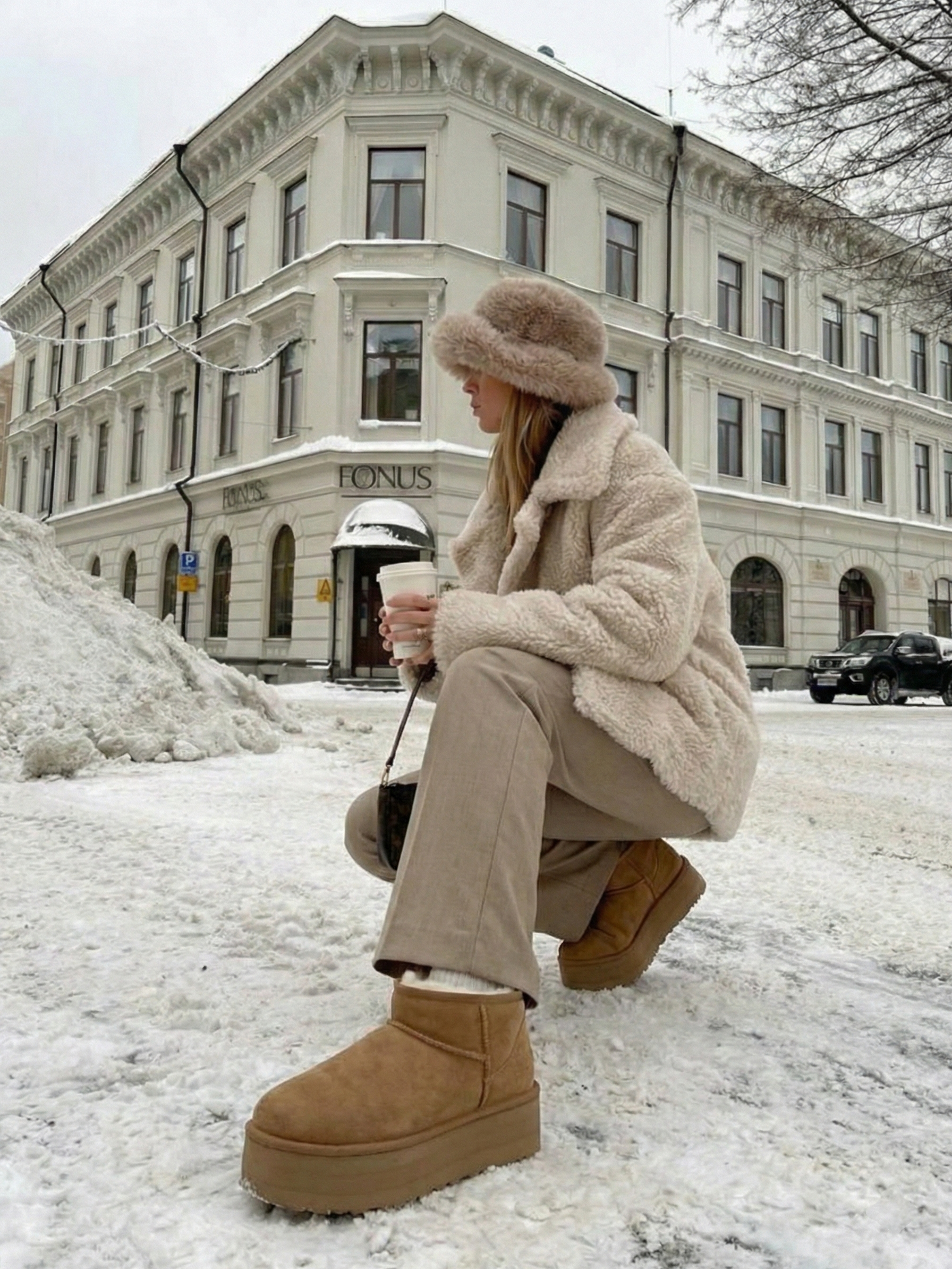 Bottes à plateforme effet daim avec doublure en fausse fourrure