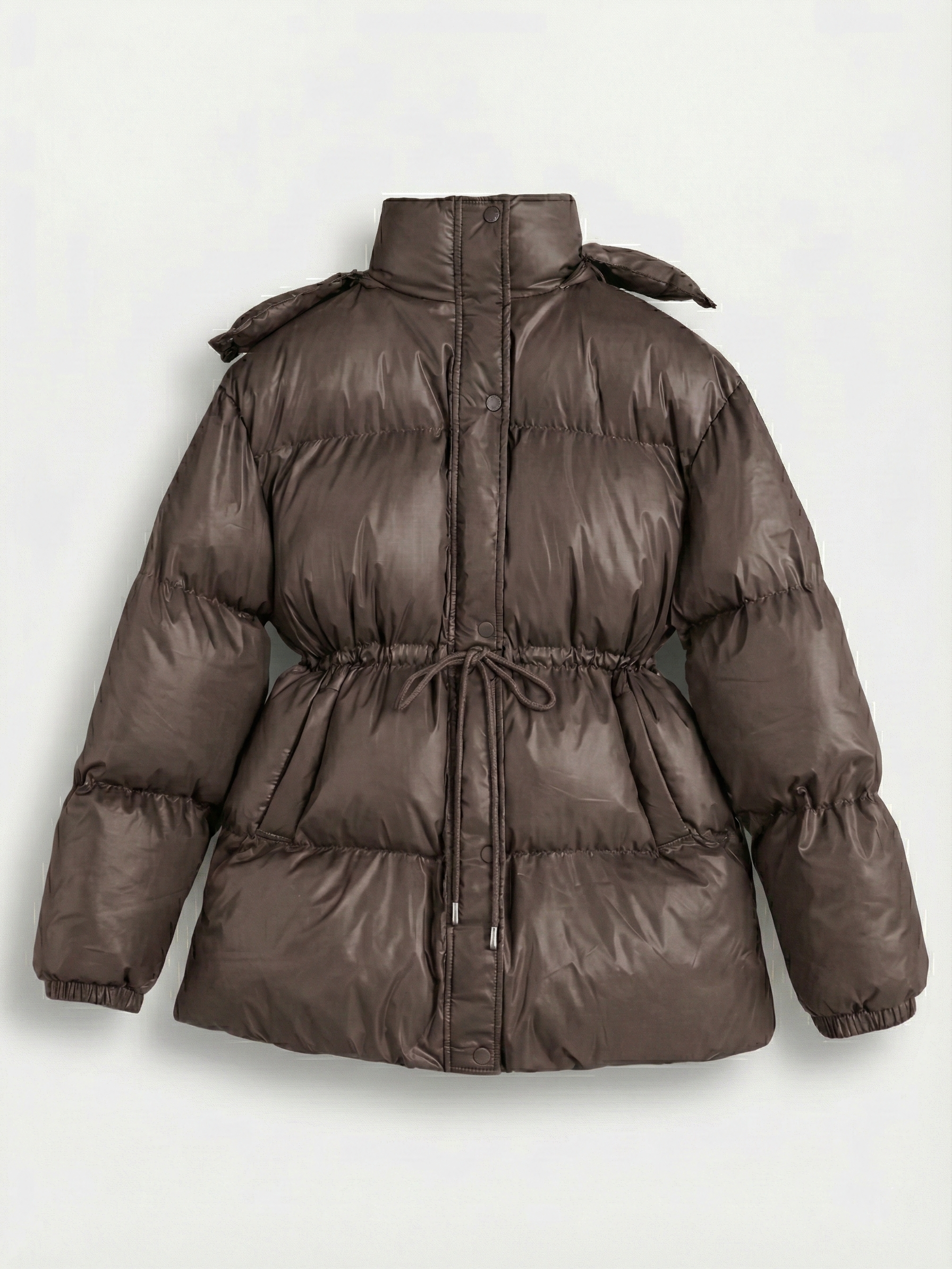 Maggie | Belted puffer jacket with stand-up collar