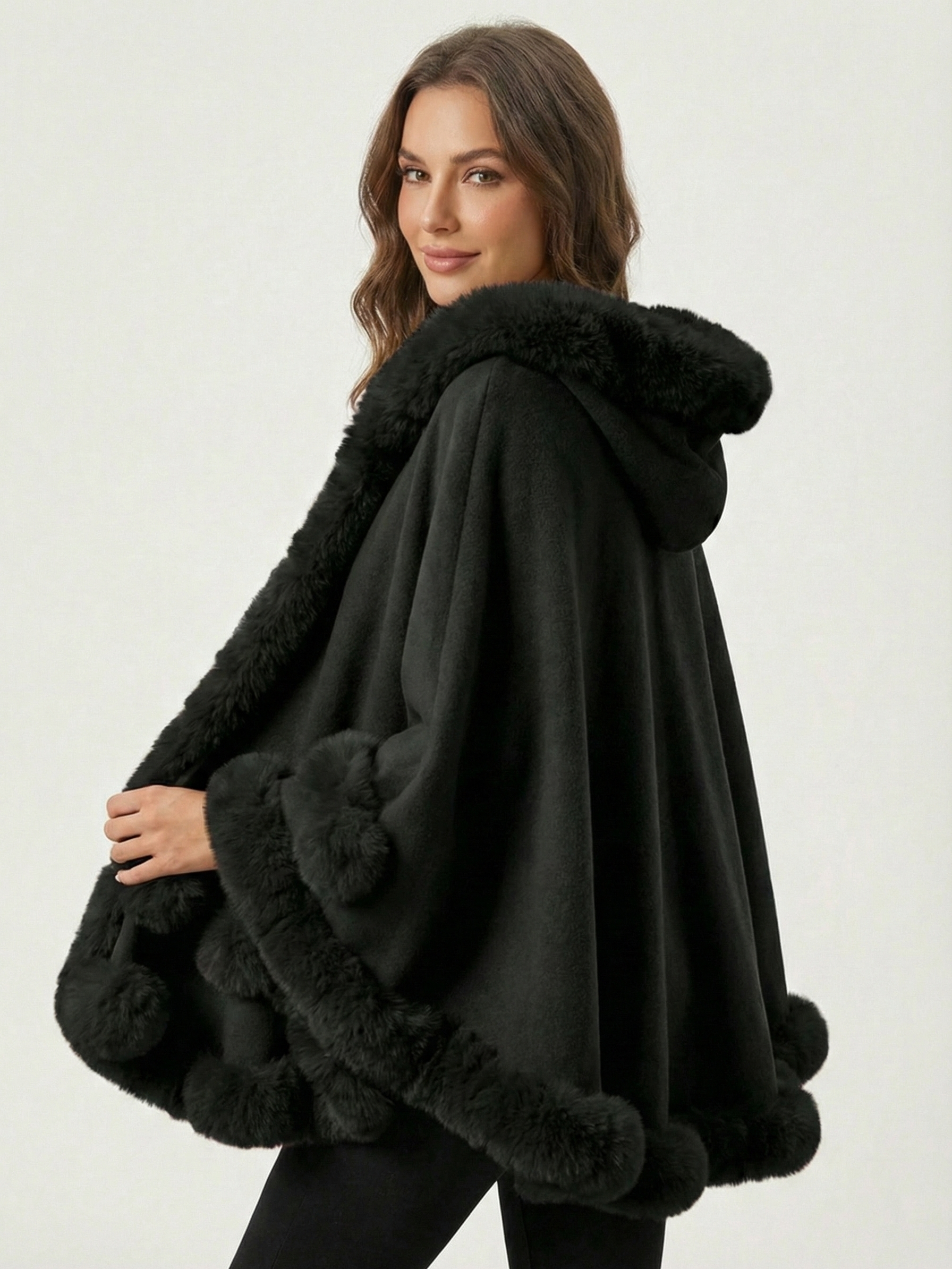 Norway | Winter cape trimmed with faux fur
