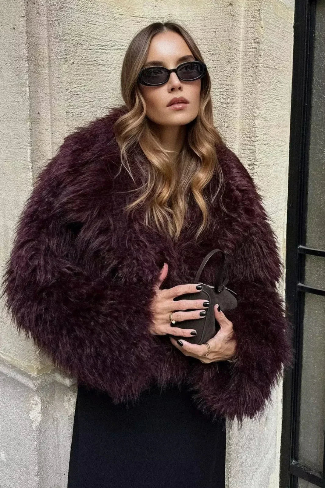 Noemi | Cropped Fluffy Jacket With Notch Lapel