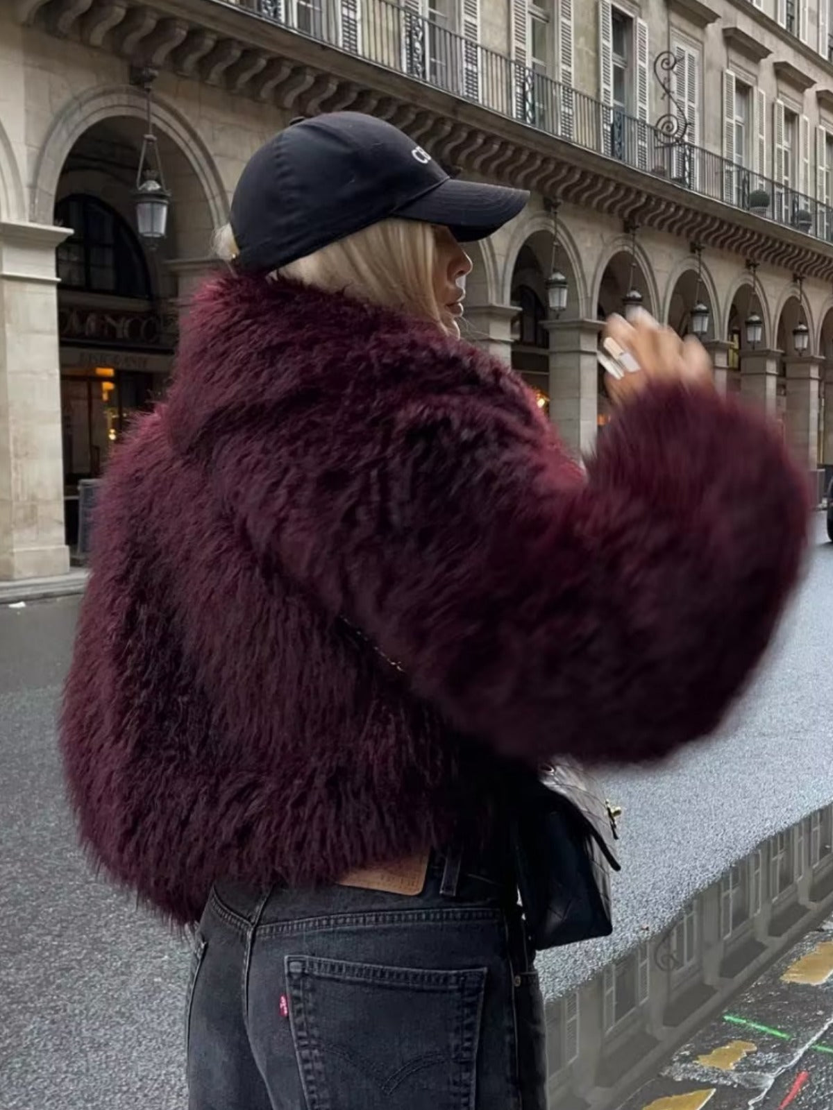 Noemi | Cropped Fluffy Jacket With Notch Lapel