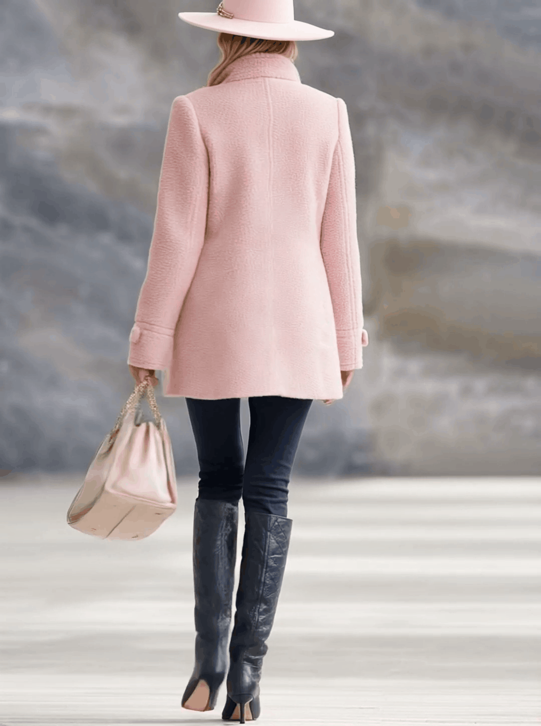 Lässige Vintage-Jacke aus rosa Polarfleece mit Reißverschluss