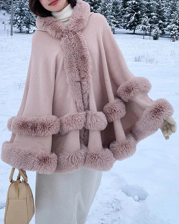 Norway | Winter cape trimmed with faux fur