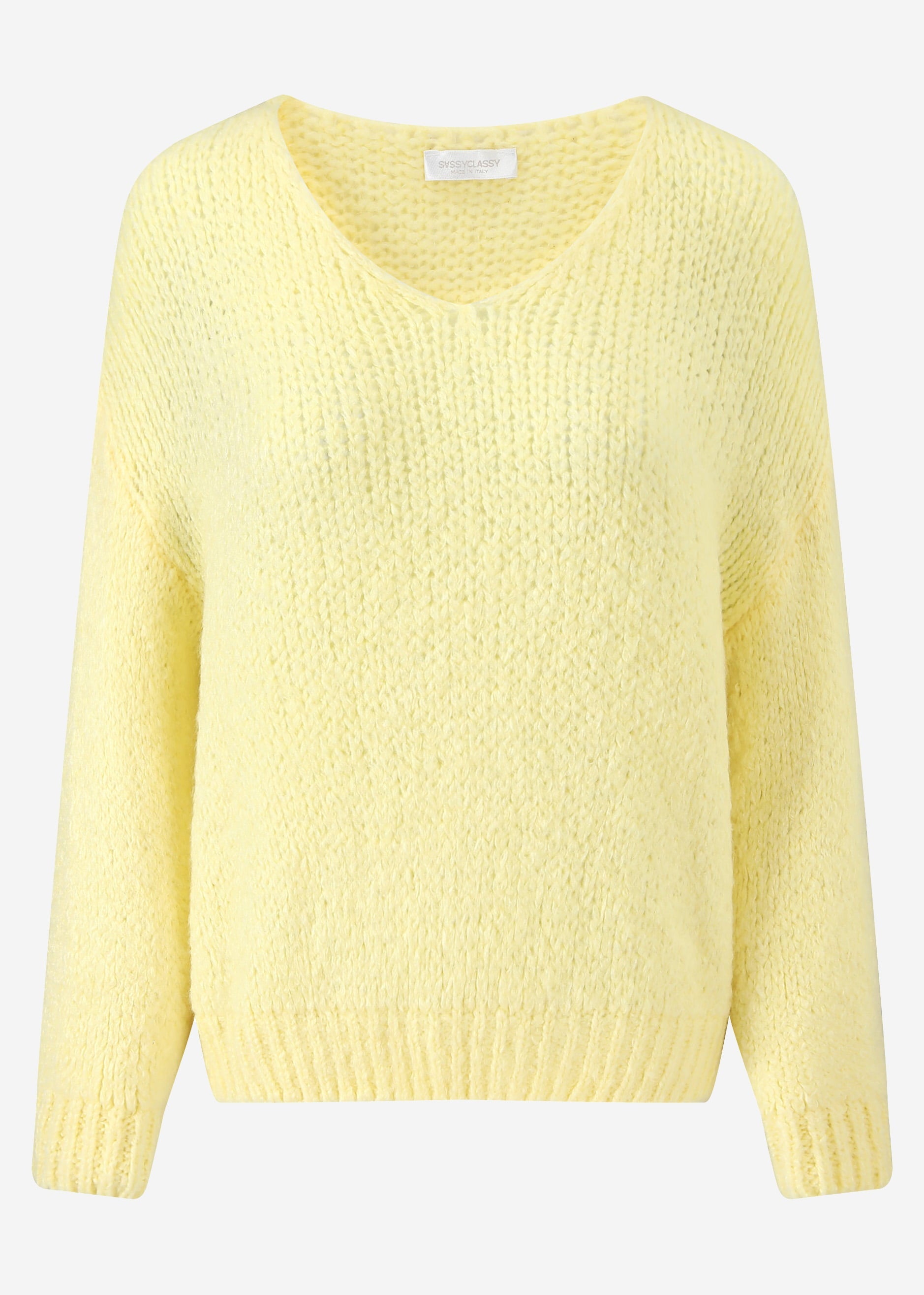 Oversize Pullover mit V-Ausschnitt - gelb