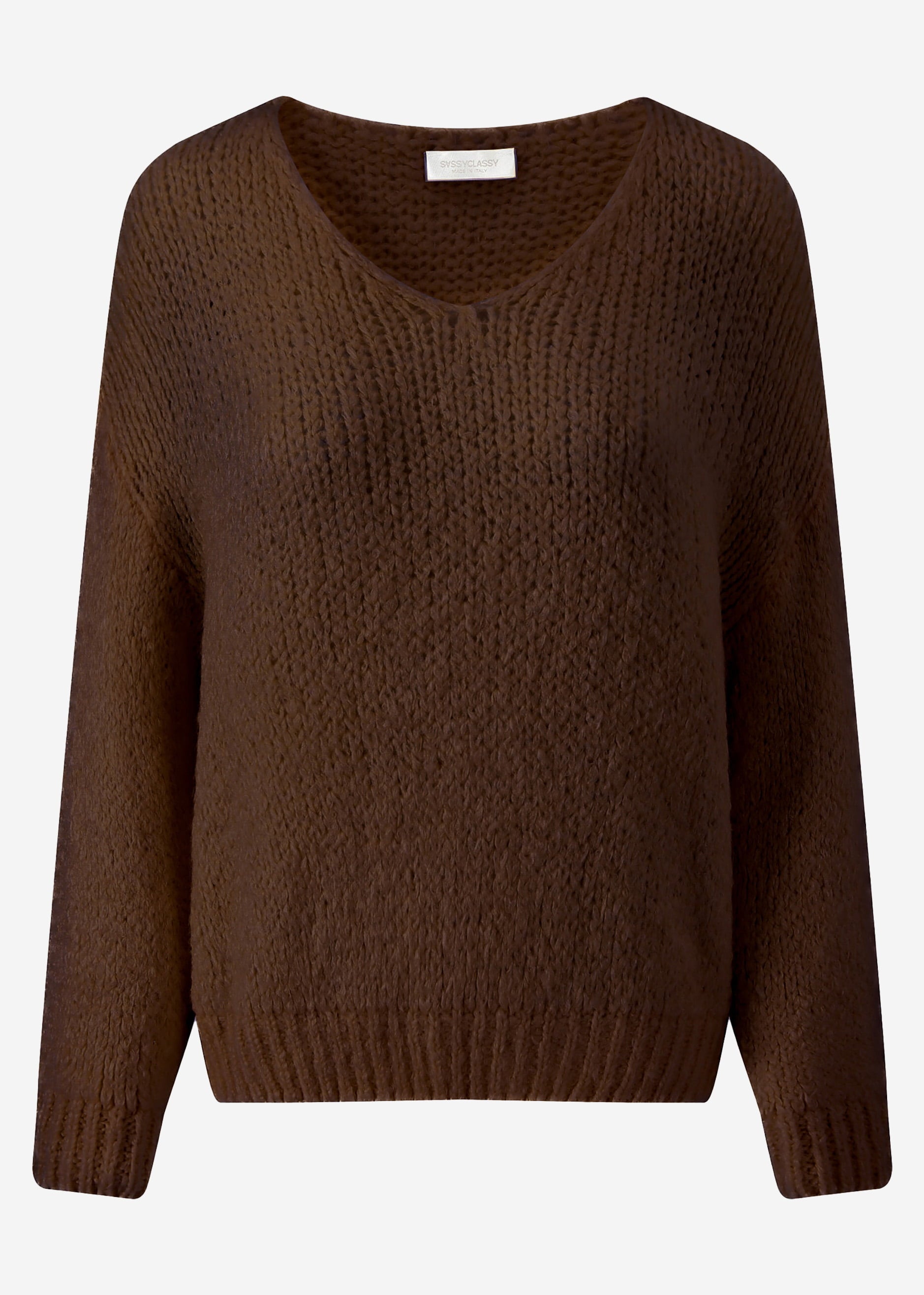 Oversize Pullover mit V-Ausschnitt - braun