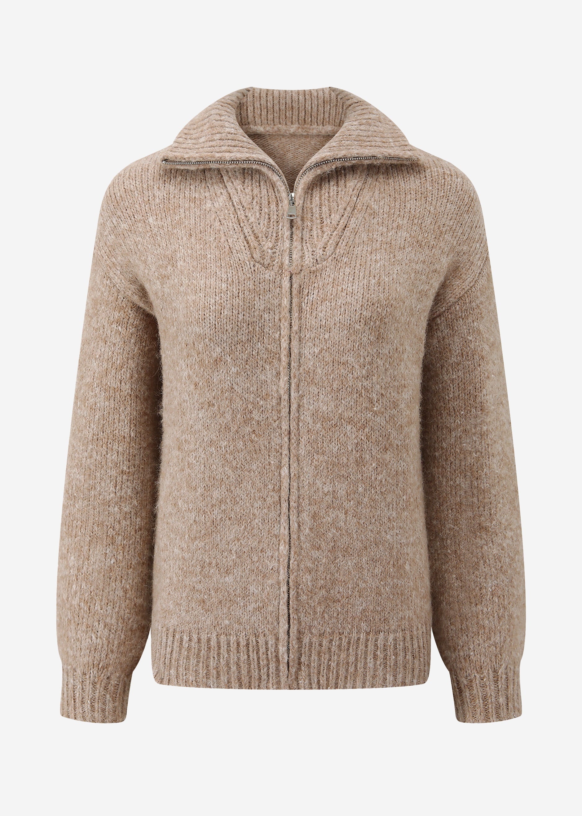 Cardigan mit Reißverschluss - taupe