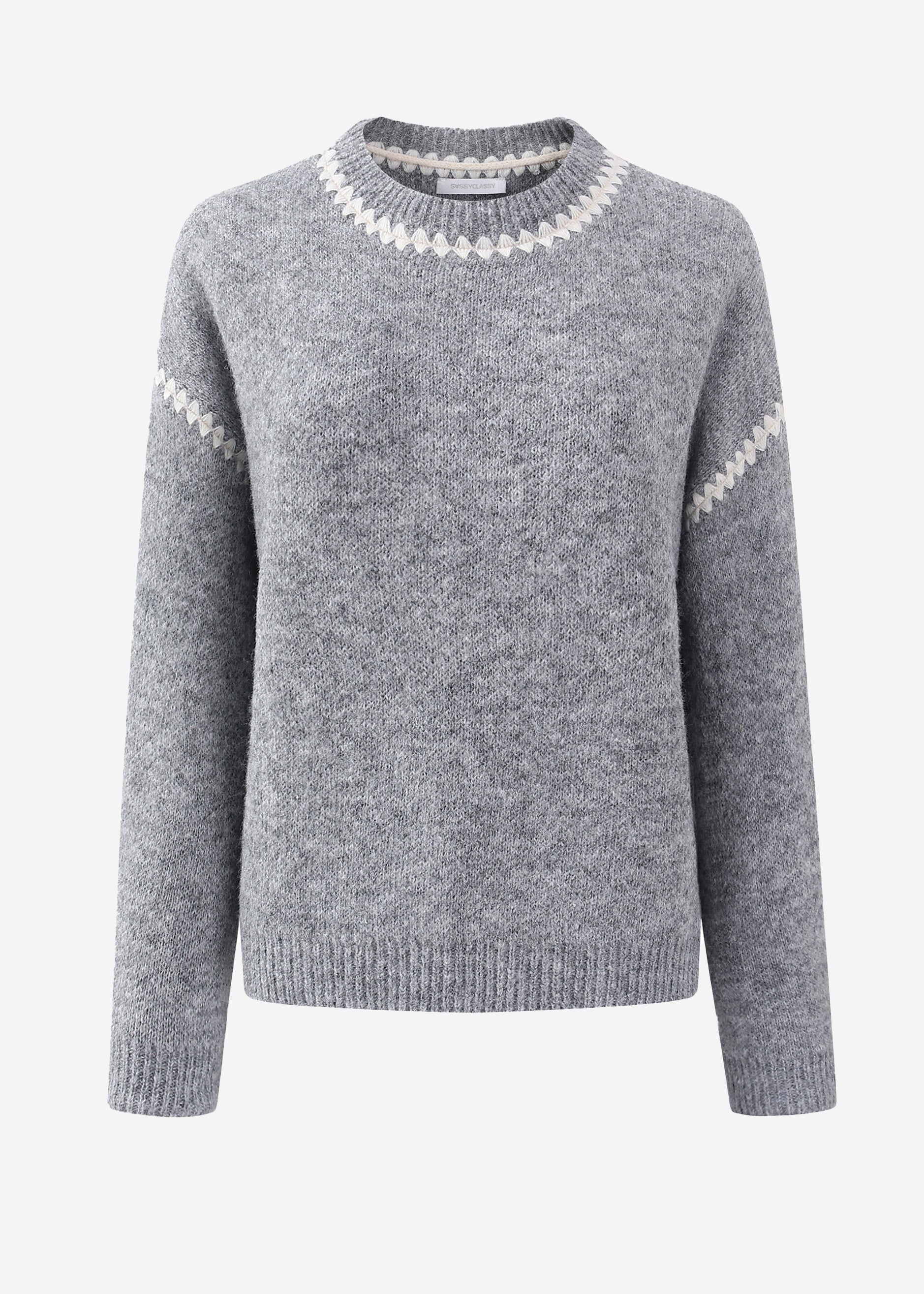 Pullover mit Ziernähten - grau