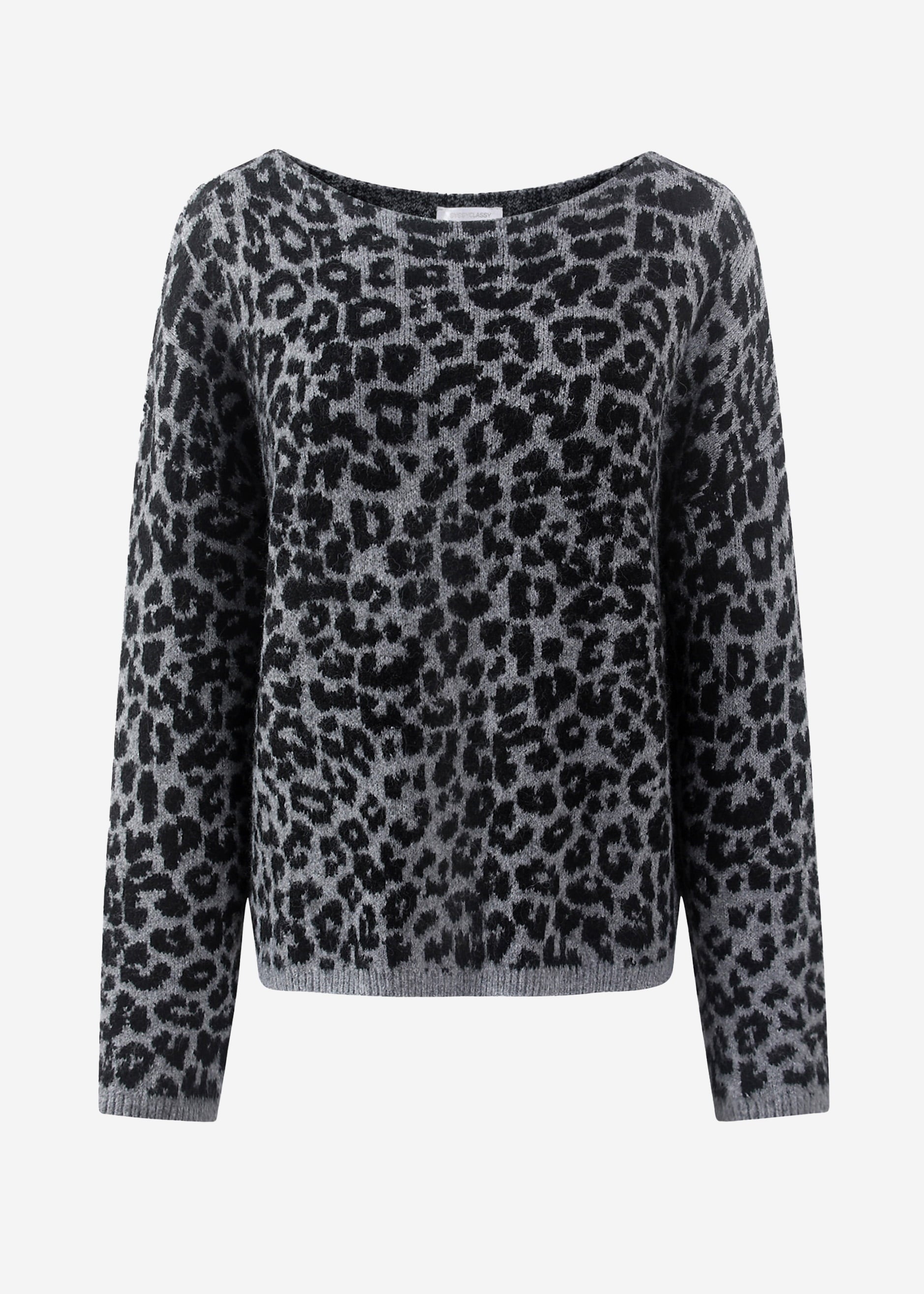 Pullover mit Leo-Muster - hellgrau