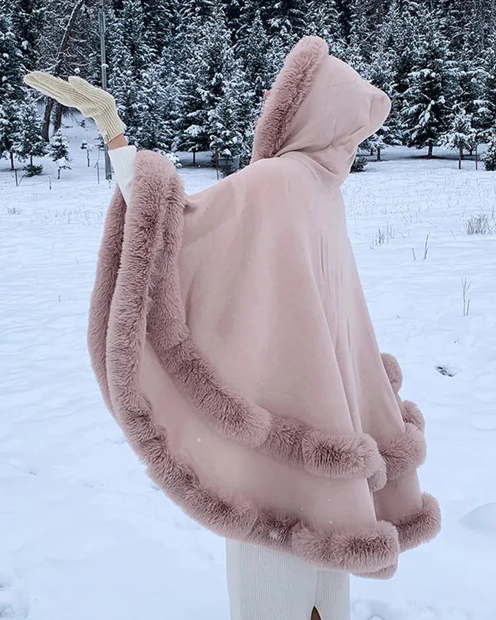 Norway | Winter cape trimmed with faux fur