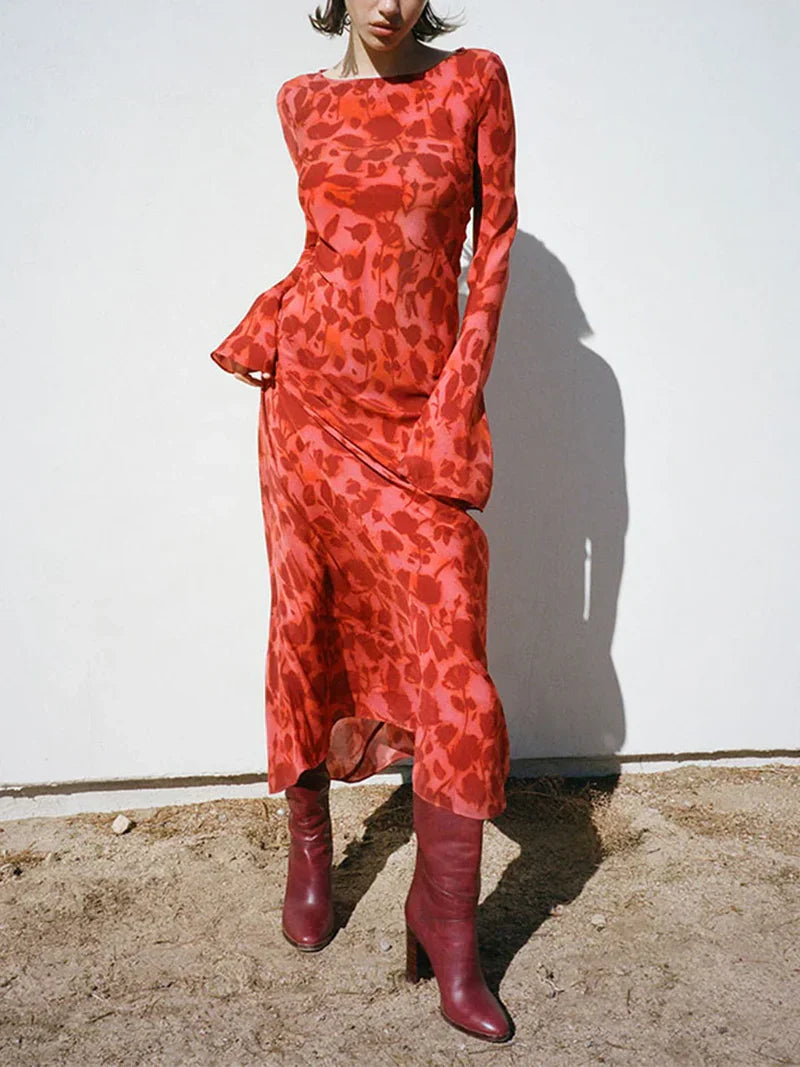 Boho Y2K Kleid mit langen Ärmeln – Lässig & stilvoll im Retro-Look