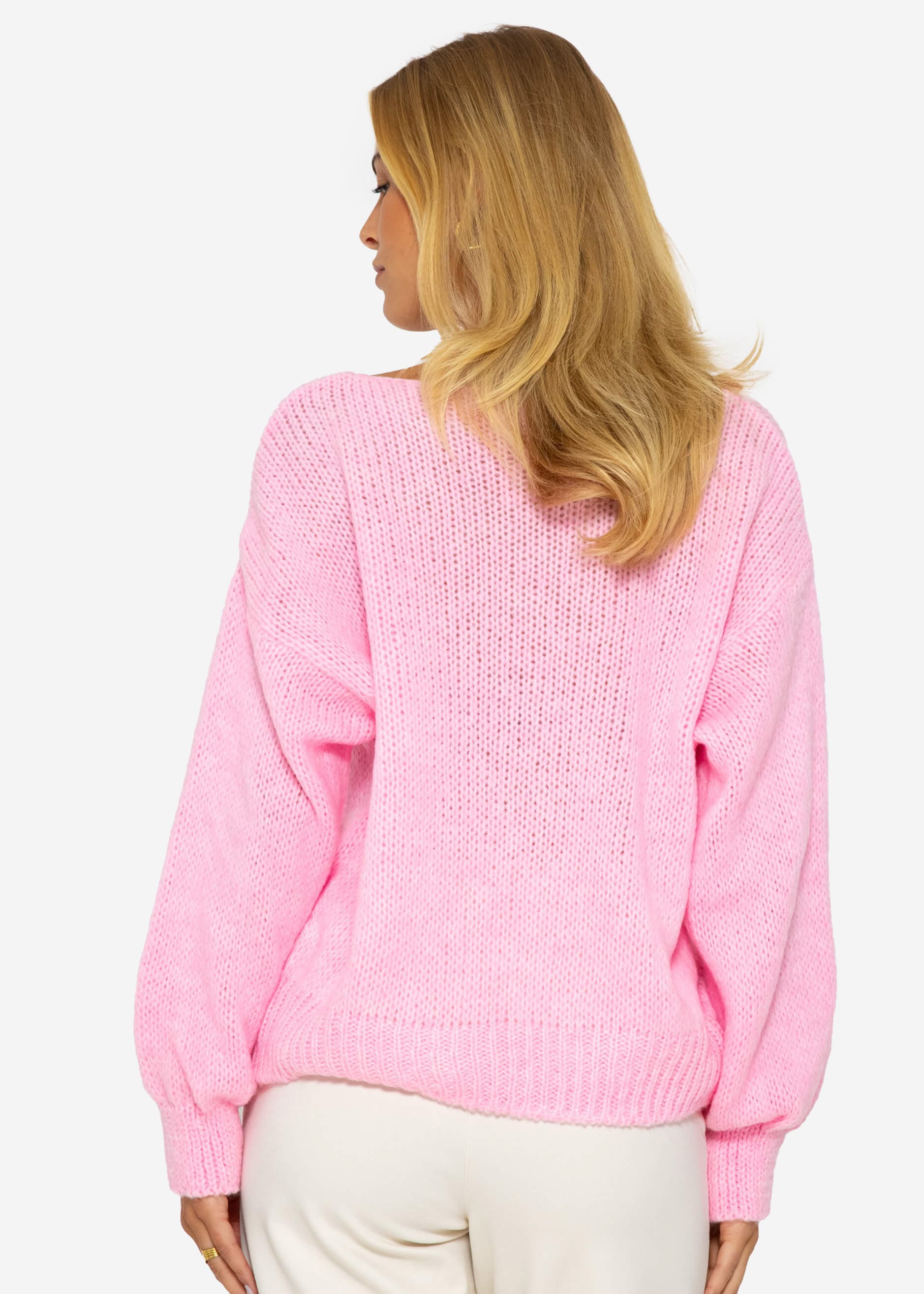 Pullover mit V-Ausschnitt - rosa