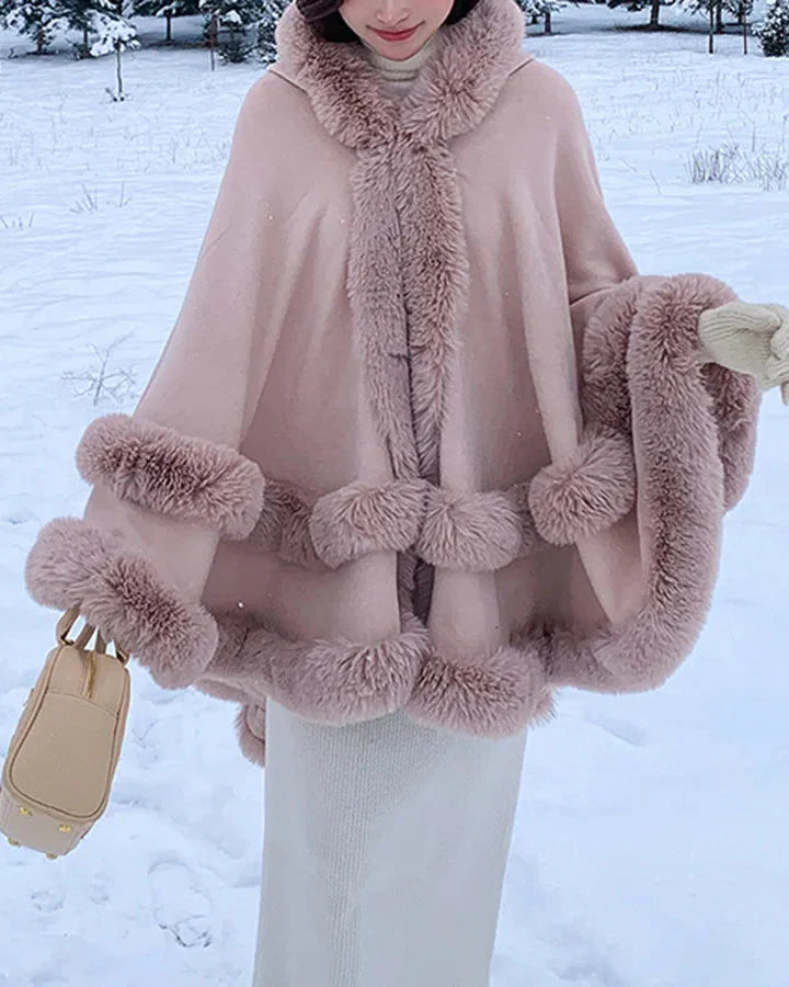 Norway | Winter cape trimmed with faux fur