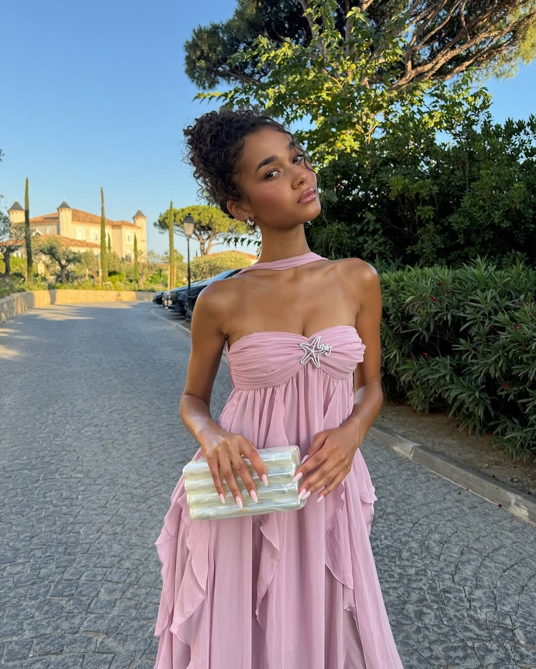 Collins | Rüschen-Maxikleid ohne Träger