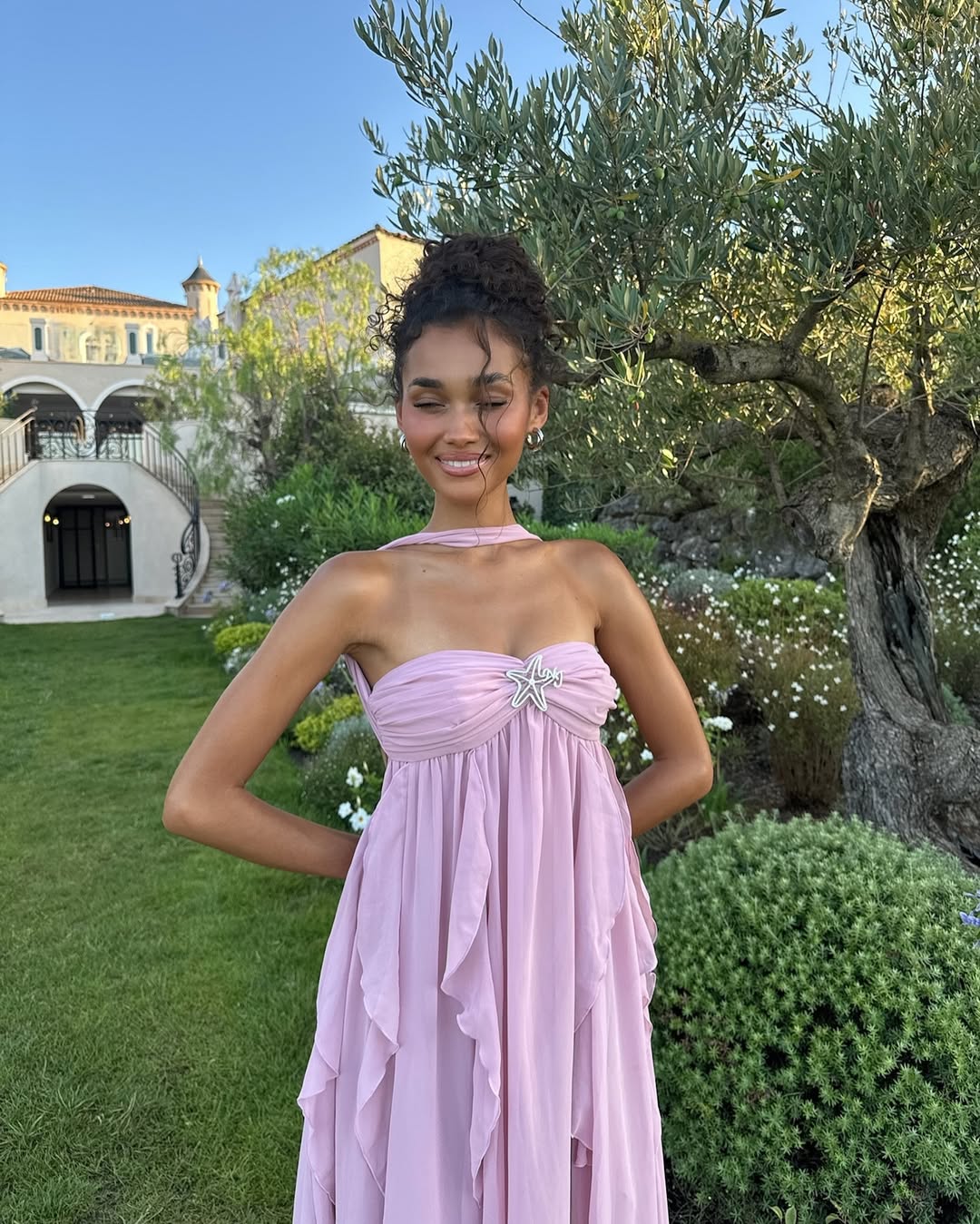 Collins | Rüschen-Maxikleid ohne Träger