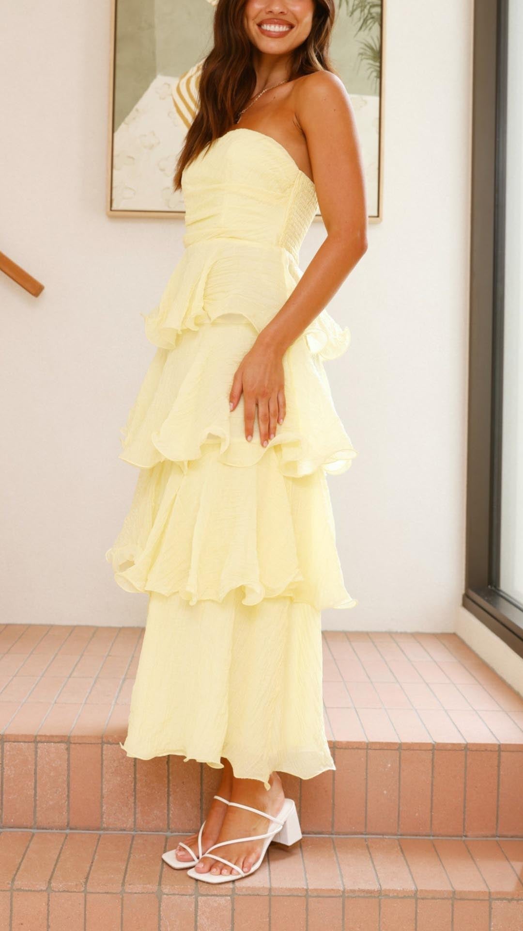 Kate | Maxikleid mit gestuften Rüschen