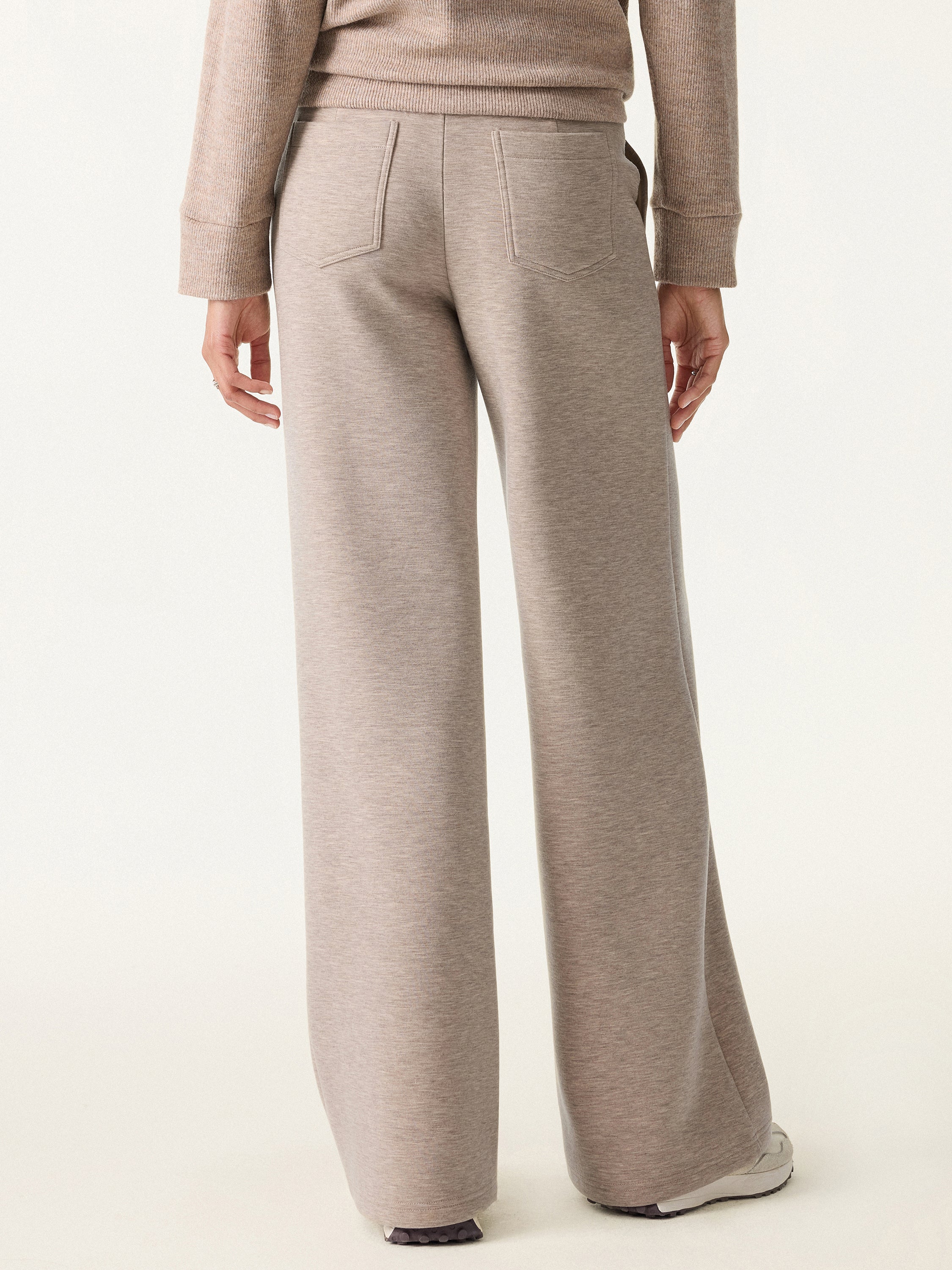 Double Waistband Straight Leg Pants with Pockets