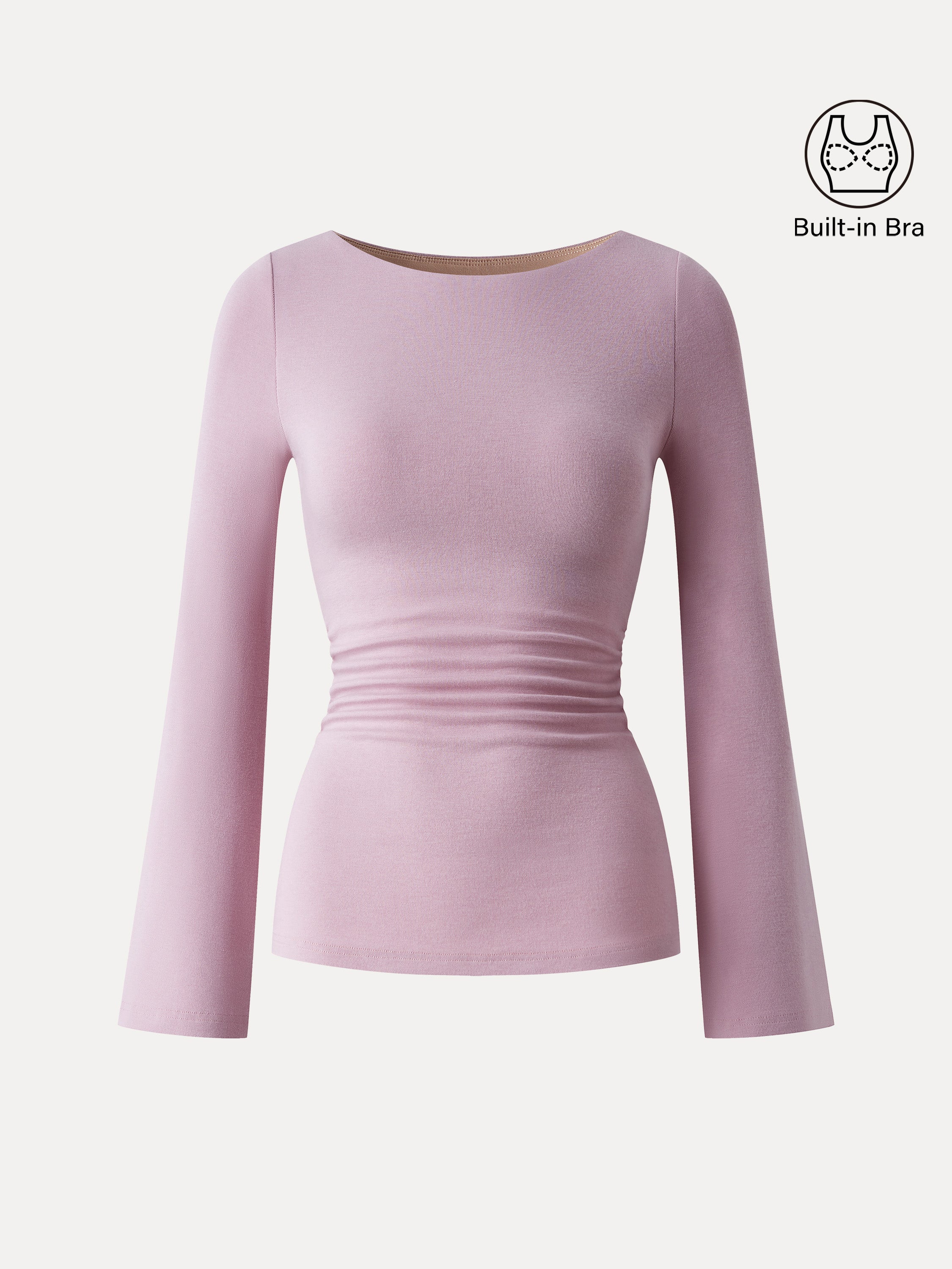 Boatneck Bell Sleeves Ruched Brami Top