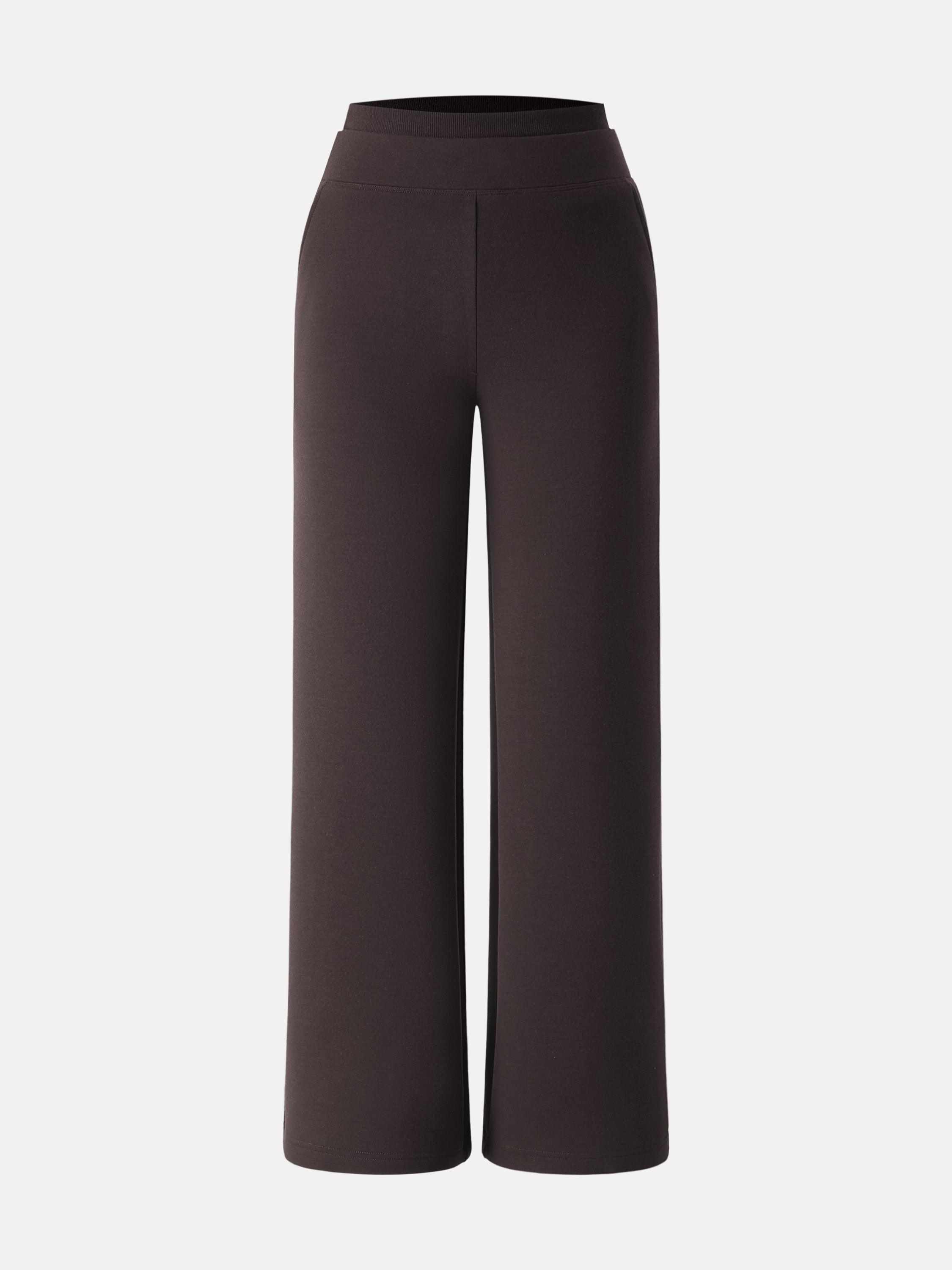 Double Waistband Straight Leg Pants with Pockets