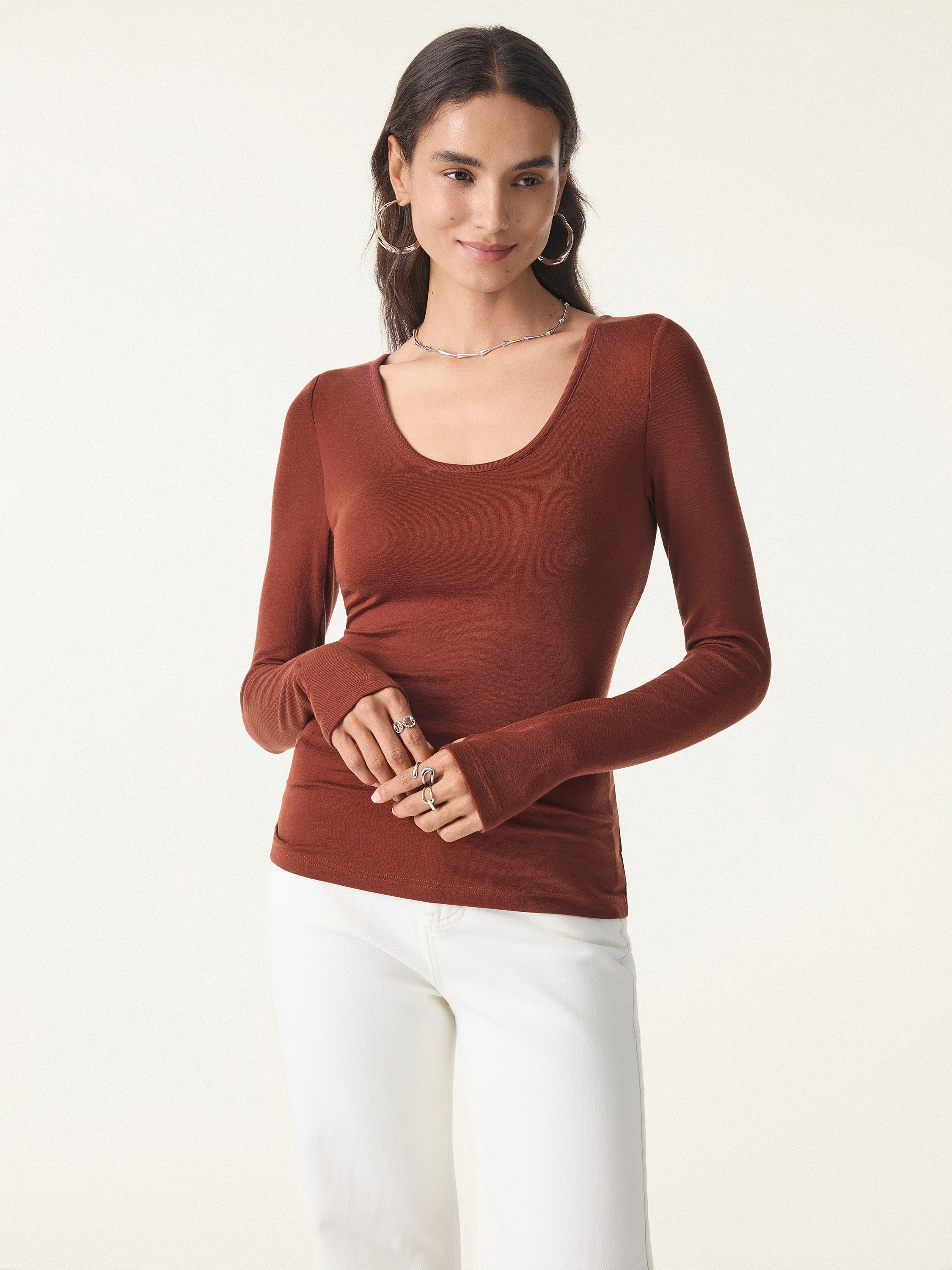 Lyocell Cashmere Scoop Neck Thumbhole Brami