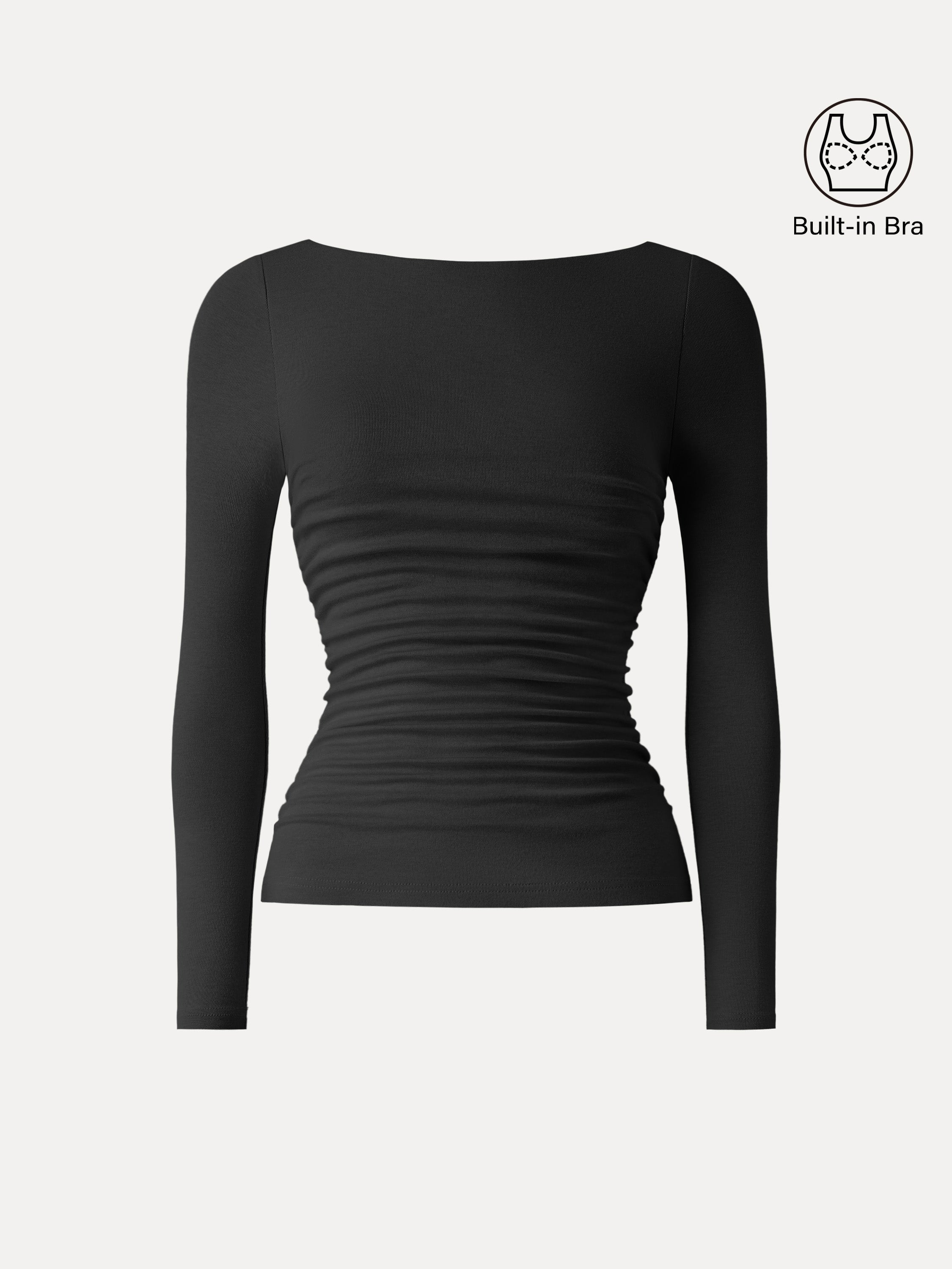 Light Warm Boatneck Ruched Brami Top