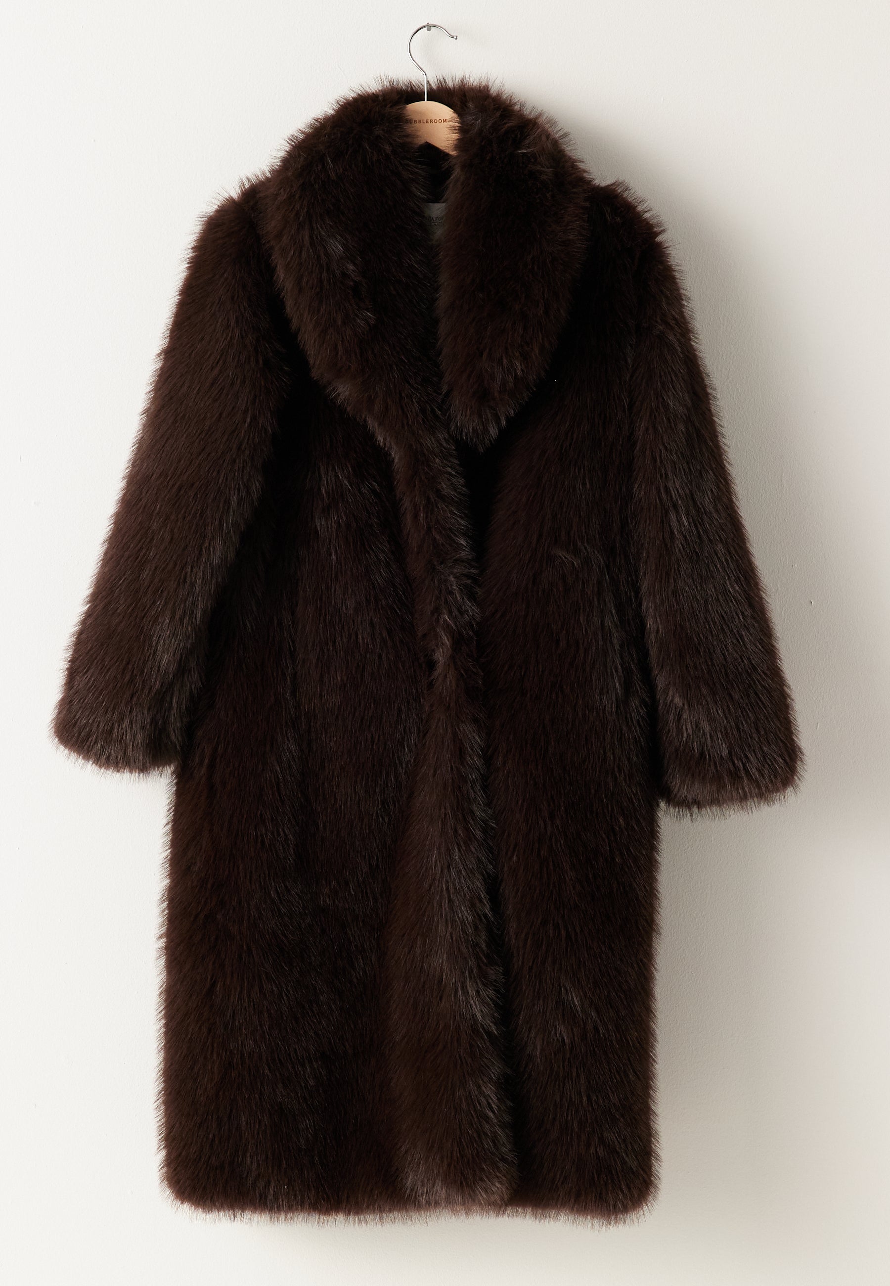 Langer Kunstpelzmantel