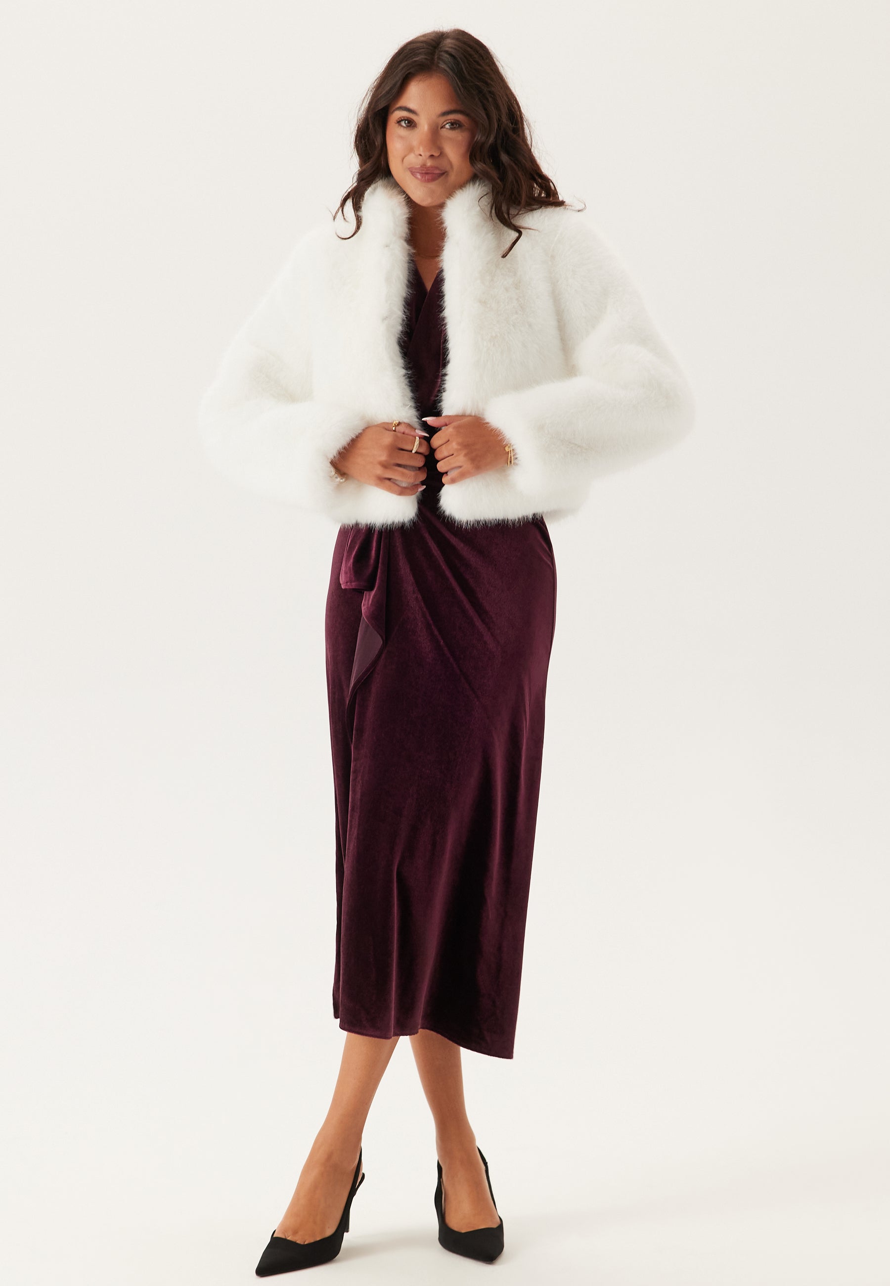 Kurze Kunstfelljacke