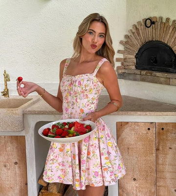 Lynn | Minikleid mit floralem Korsett
