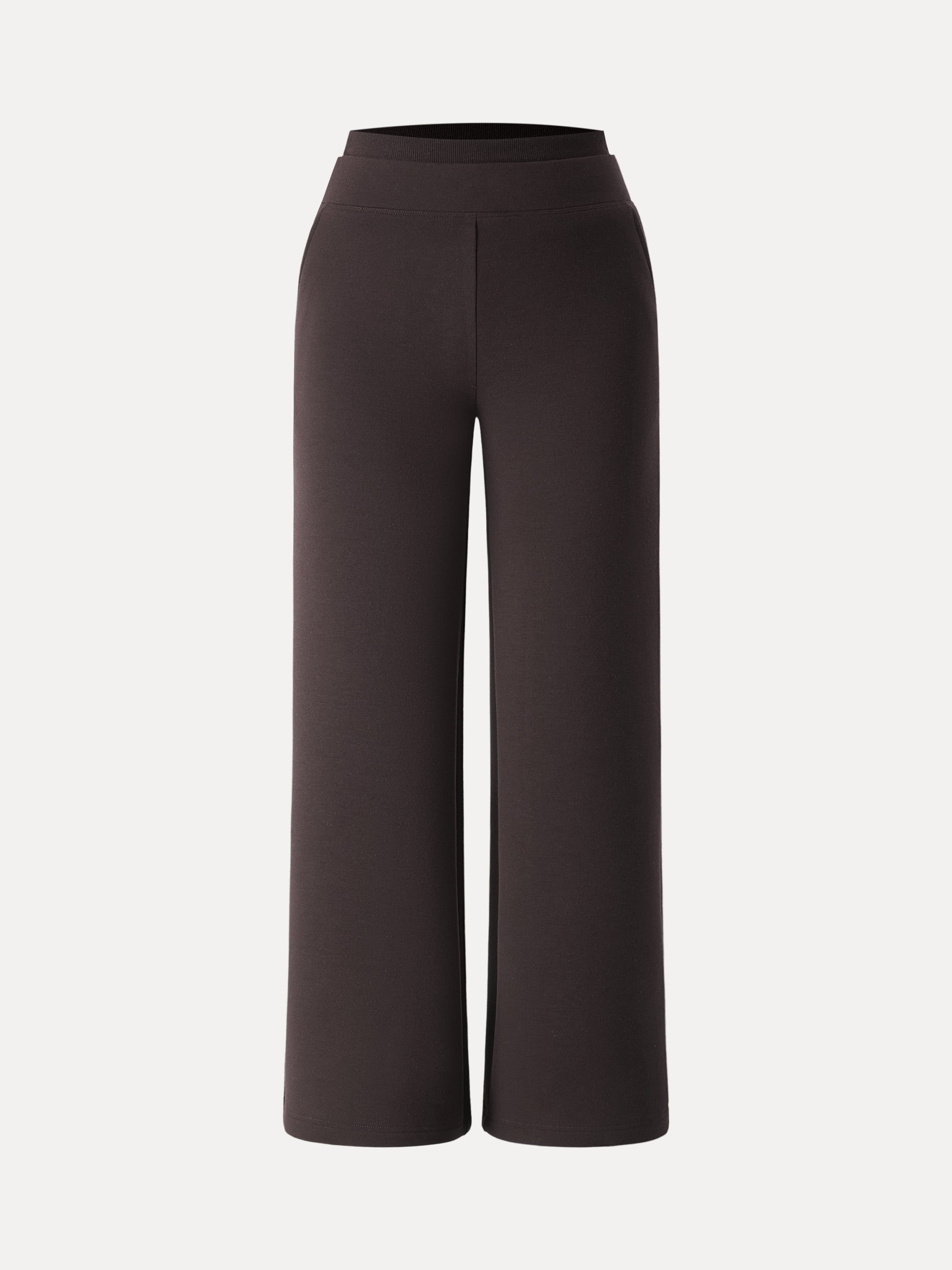 Double Waistband Straight Leg Pants with Pockets