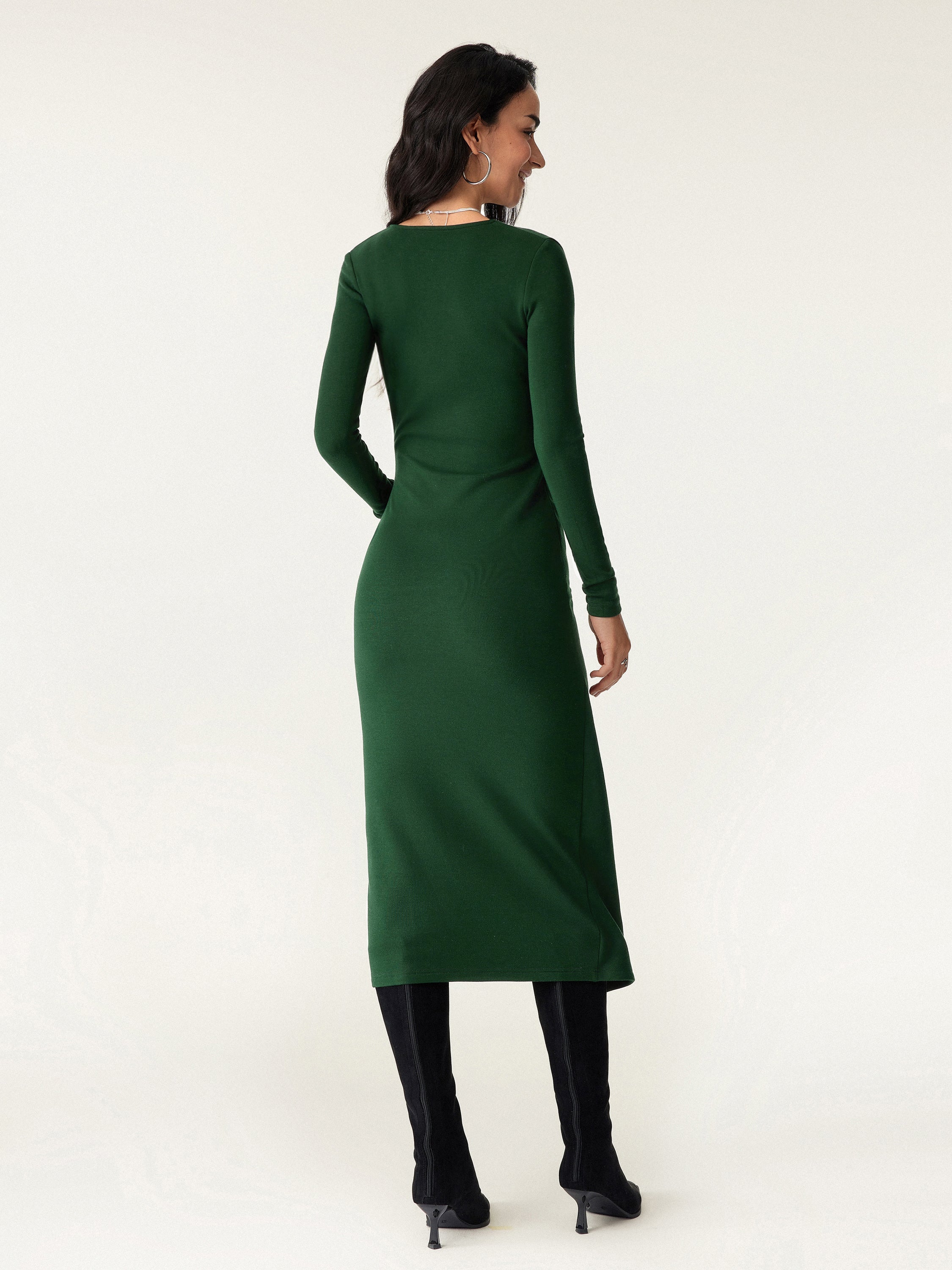 Surplice Wrap Long Sleeve Dress