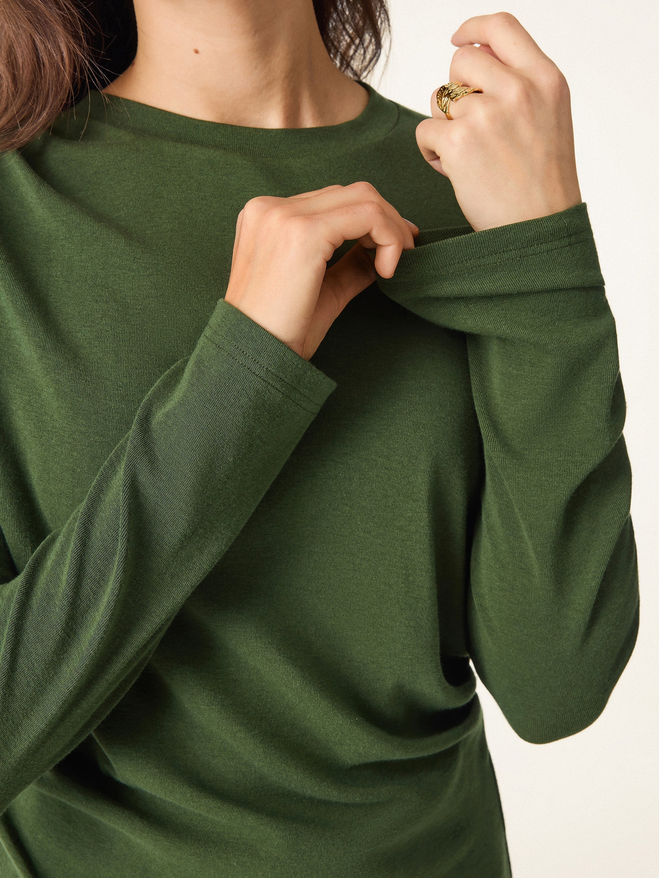 Light Warm Crewneck Tucked Top
