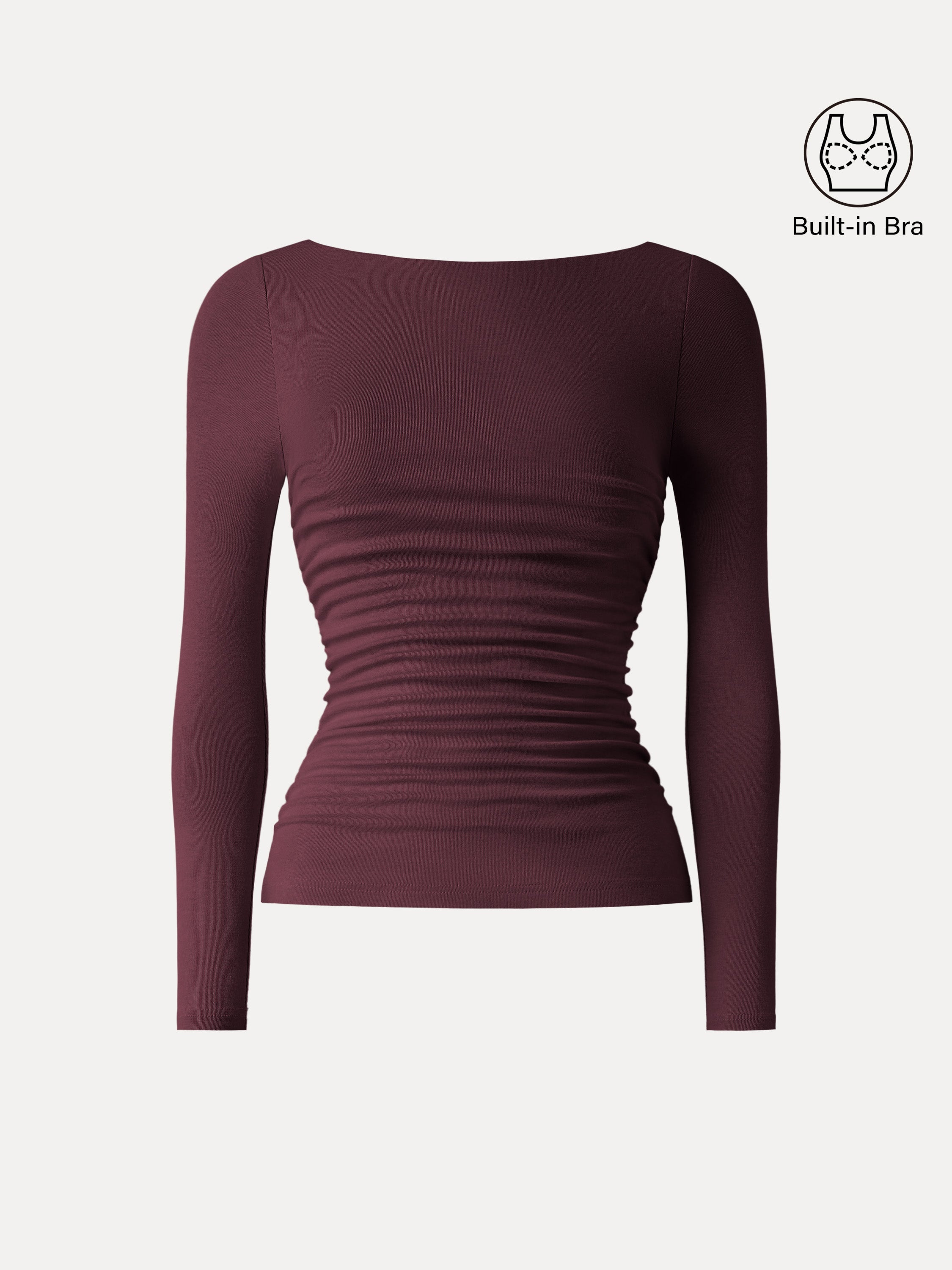 Light Warm Boatneck Ruched Brami Top