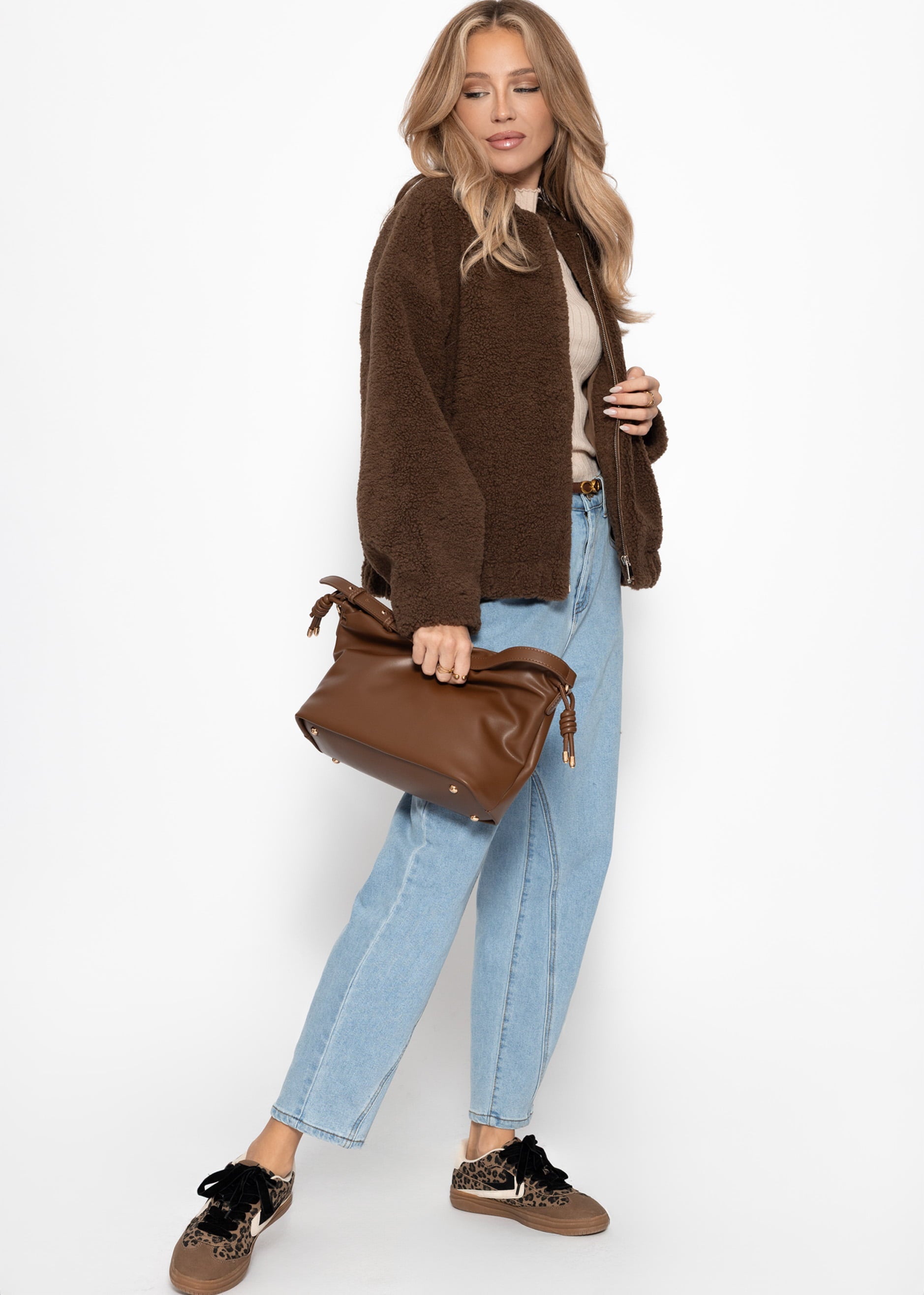 Bomberjacke aus Teddyfell - braun