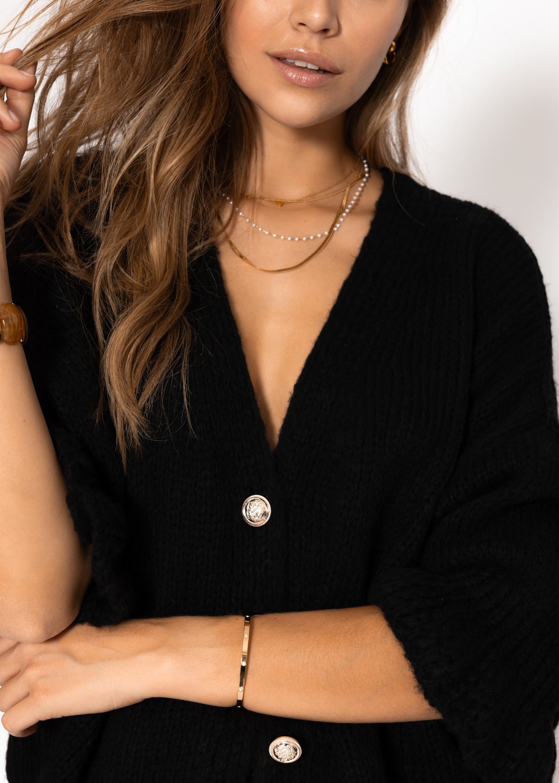 Cardigan mit 3/4-Ärmeln - schwarz