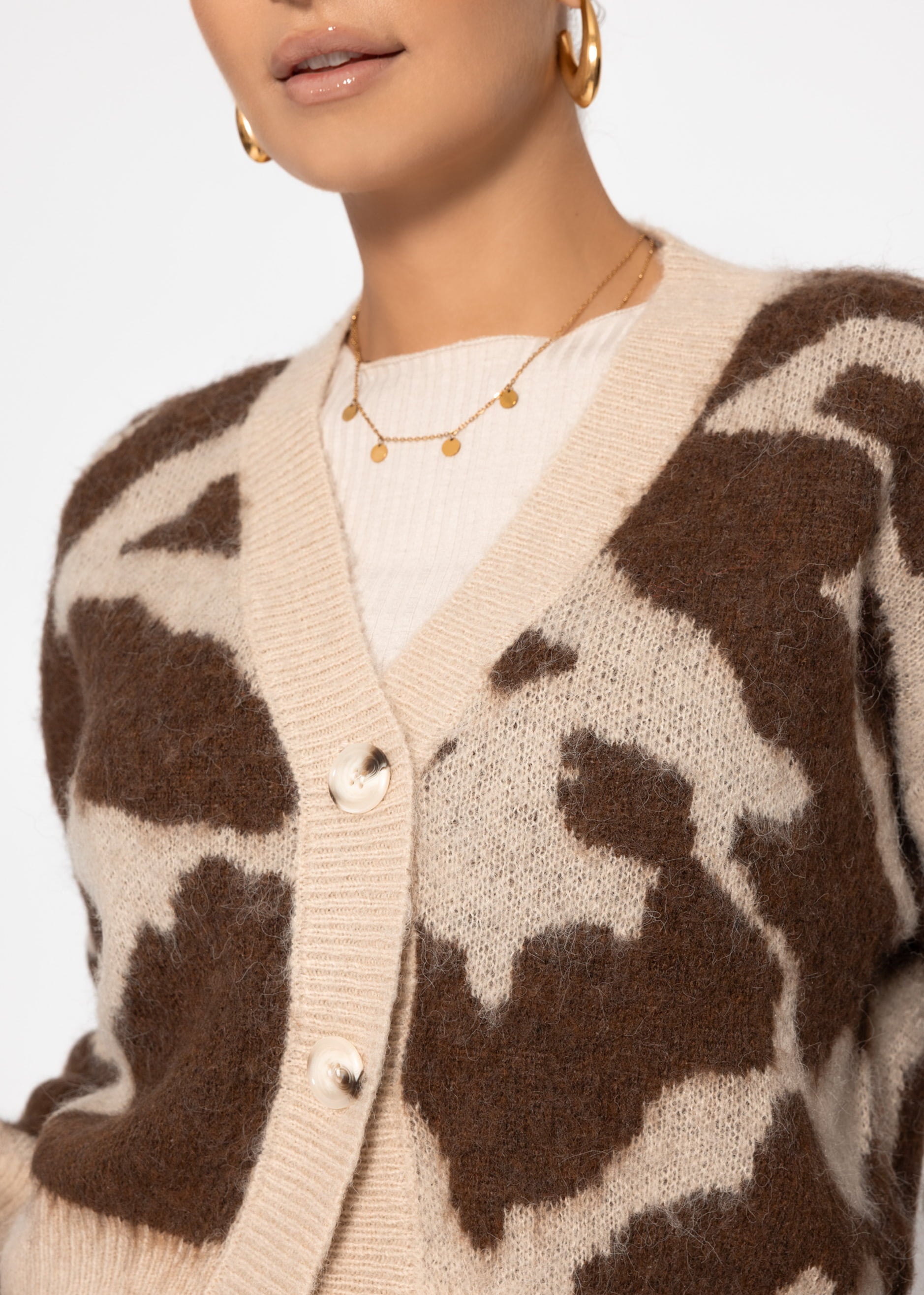 Cardigan mit Animal-Print - braun