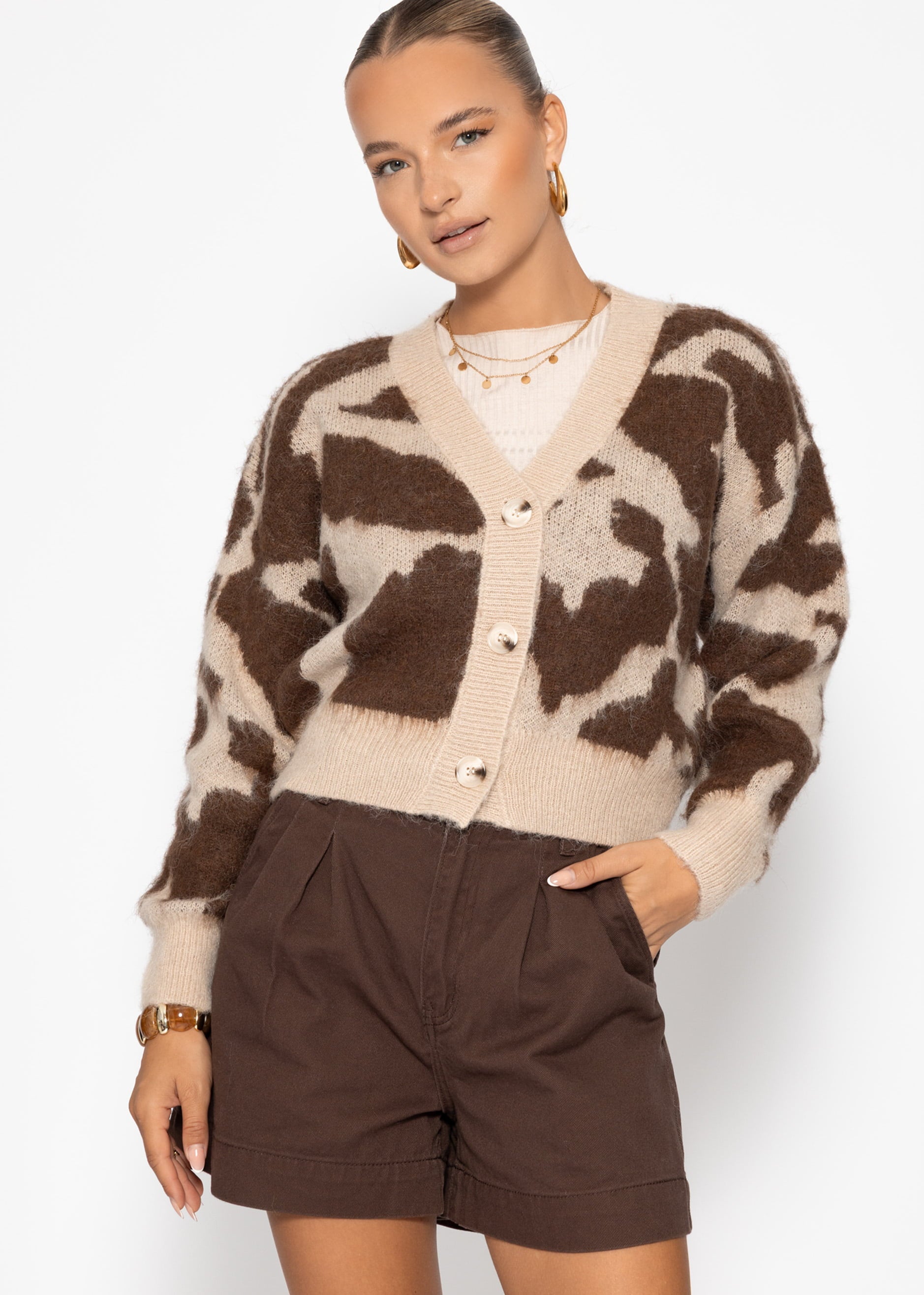 Cardigan mit Animal-Print - braun
