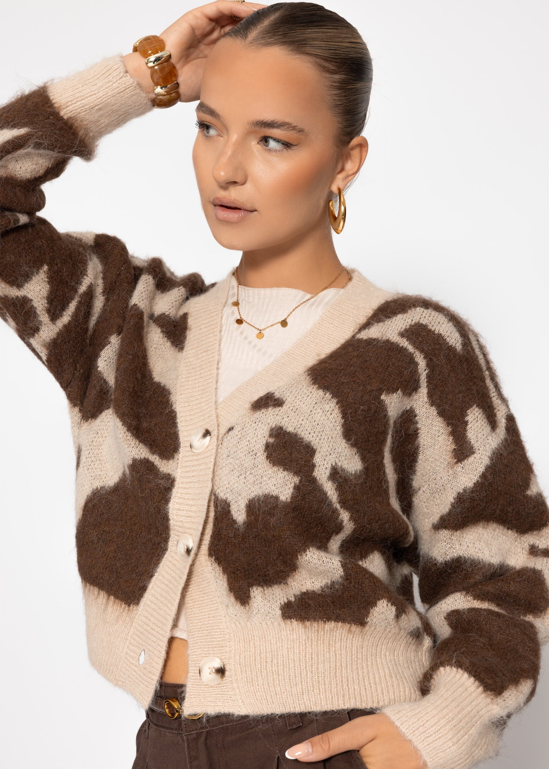 Cardigan mit Animal-Print - braun