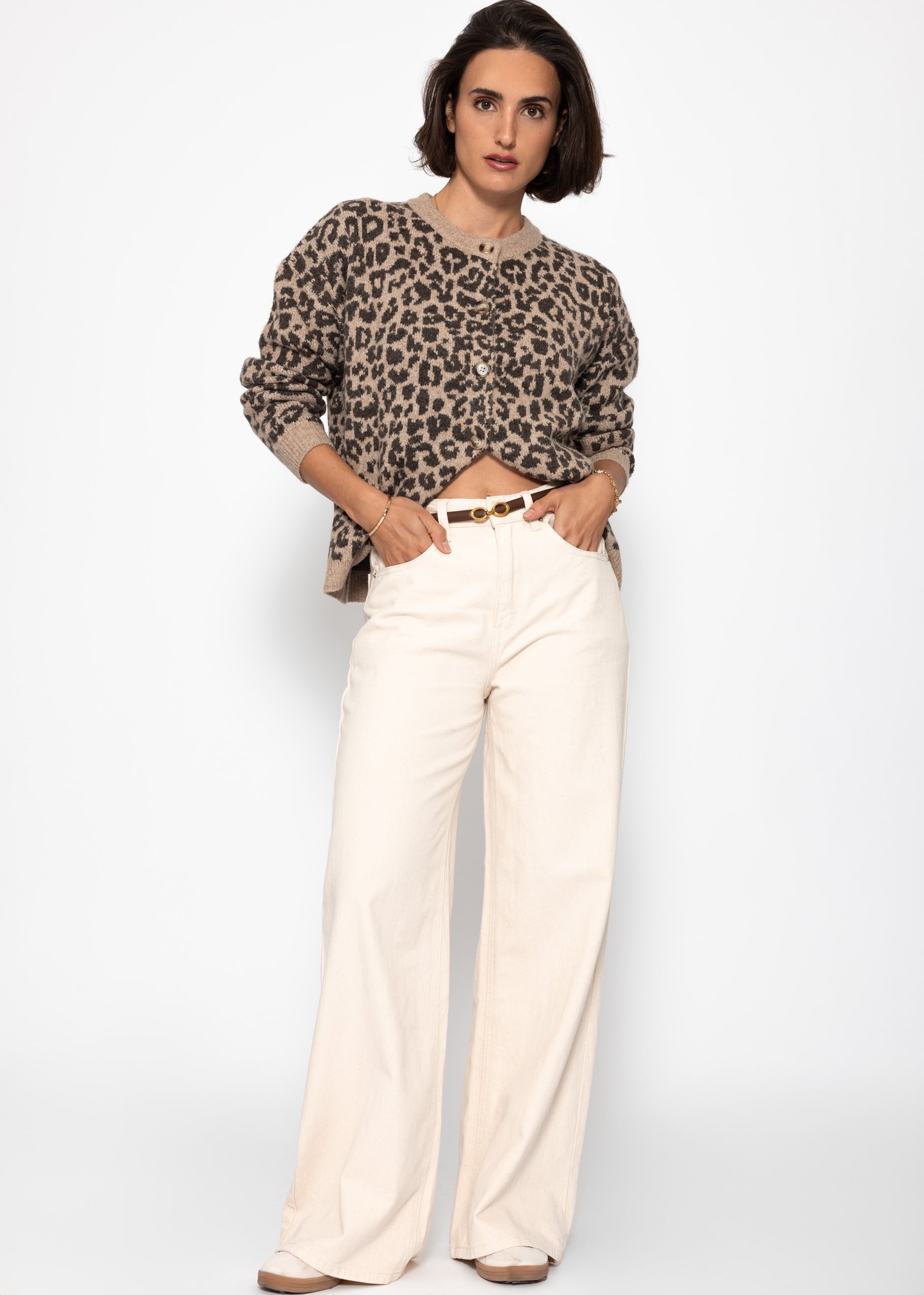 Cardigan mit Leo-Muster - braun