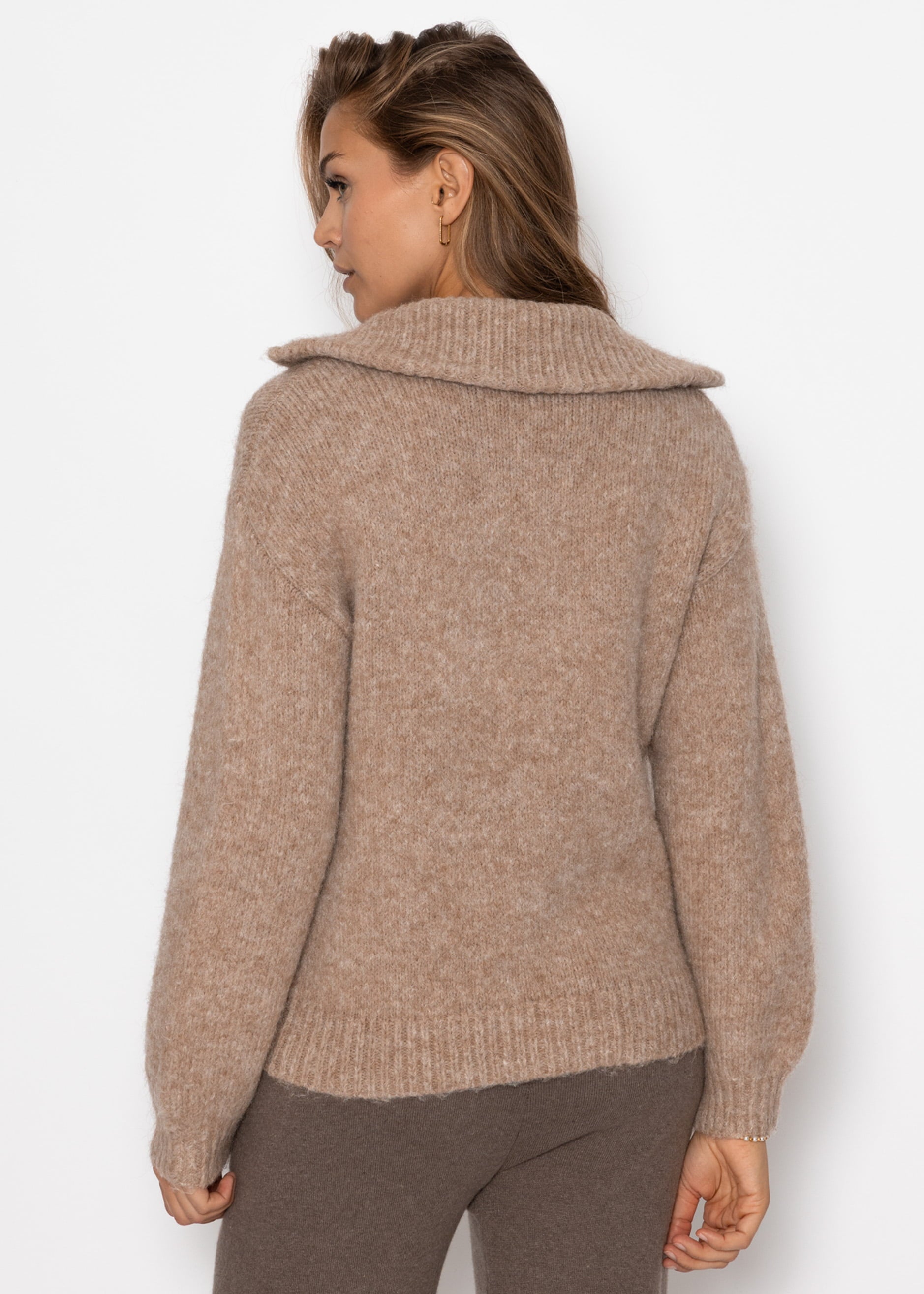 Cardigan mit Reißverschluss - taupe