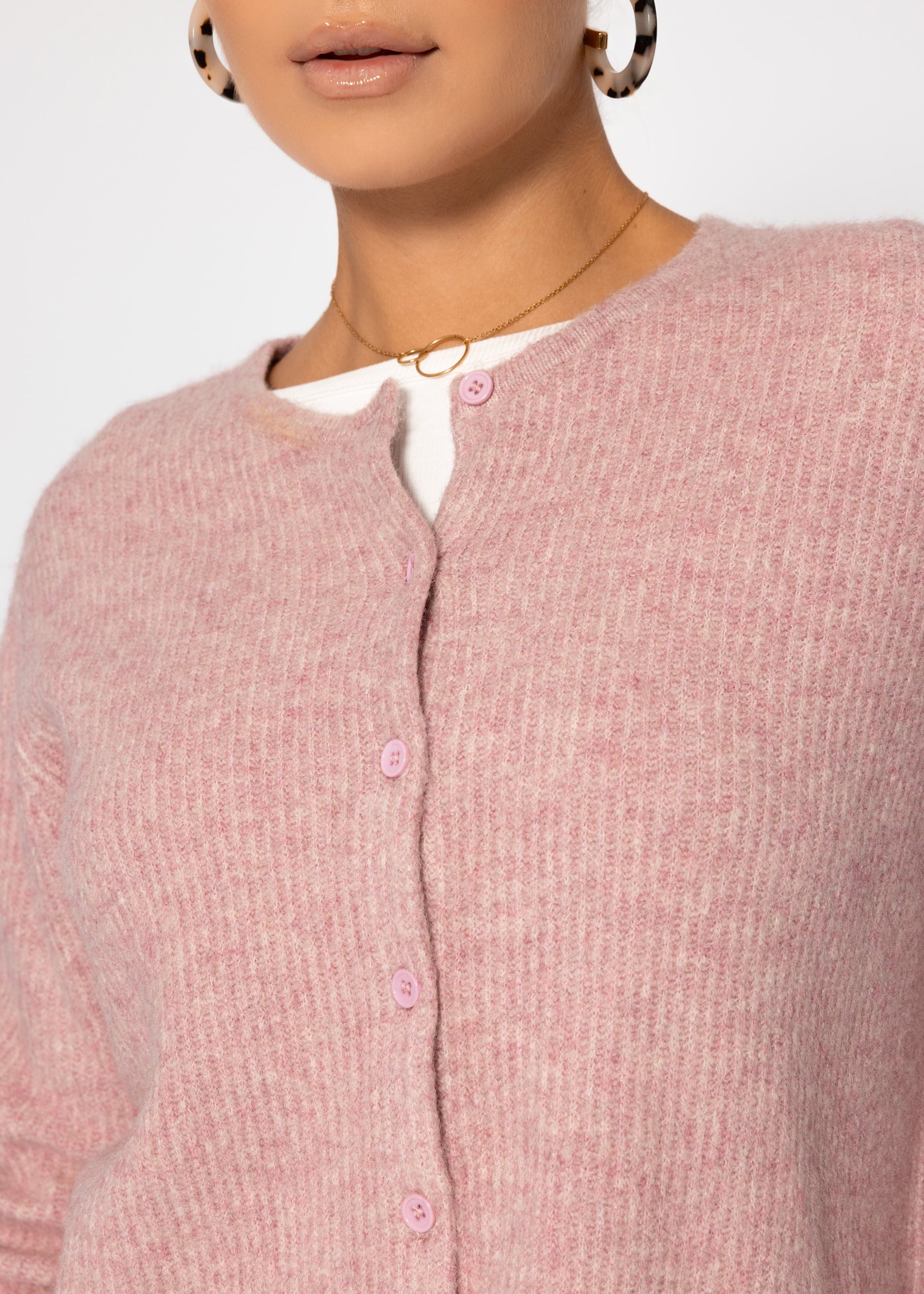 Cardigan mit Rippstruktur - altrosa