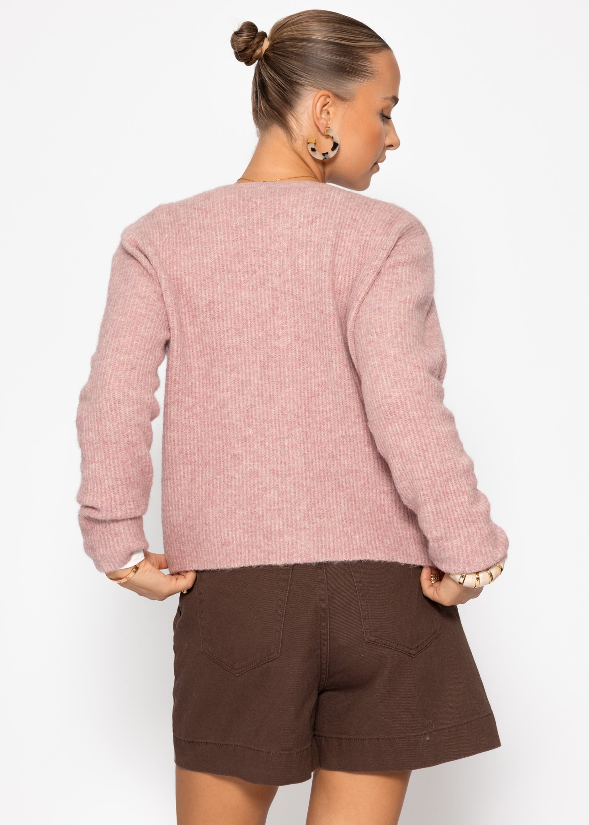 Cardigan mit Rippstruktur - altrosa