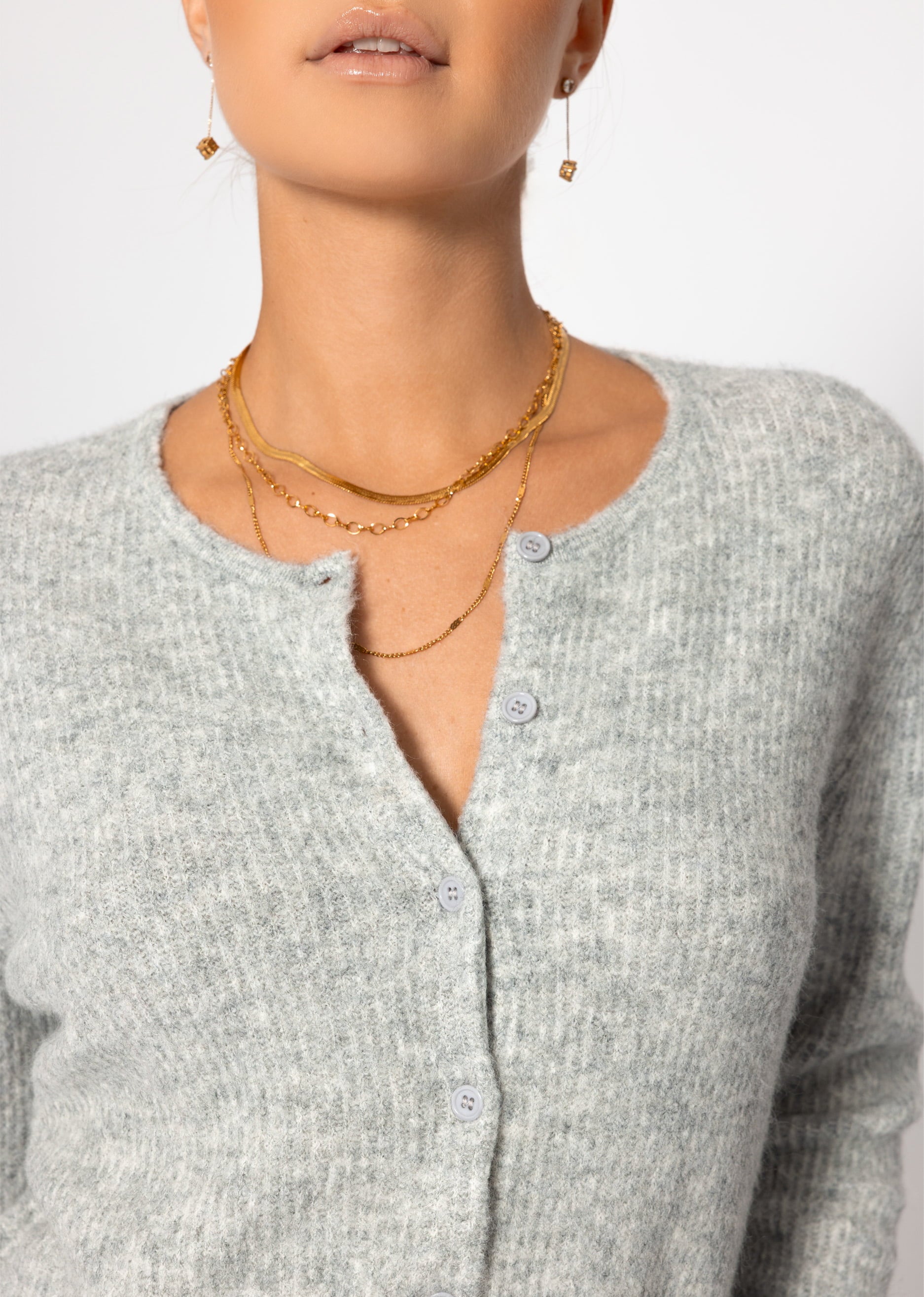 Cardigan mit Rippstruktur - hellgrau