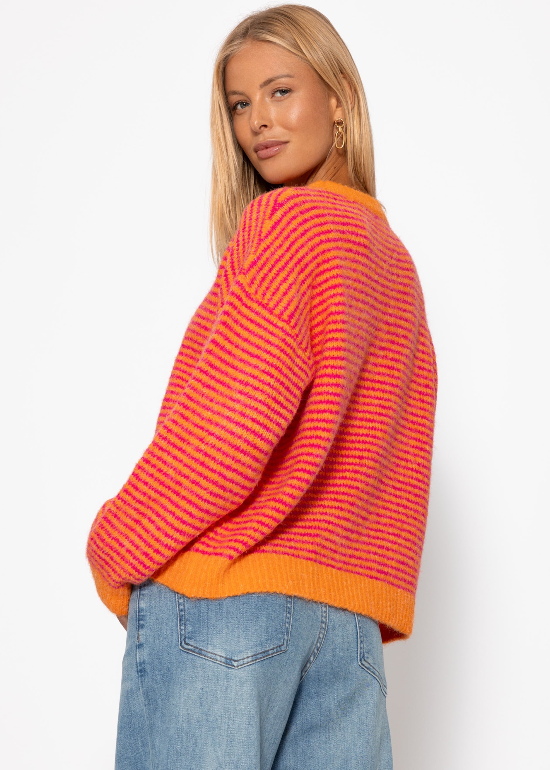 Gestreifter Pullover - orange