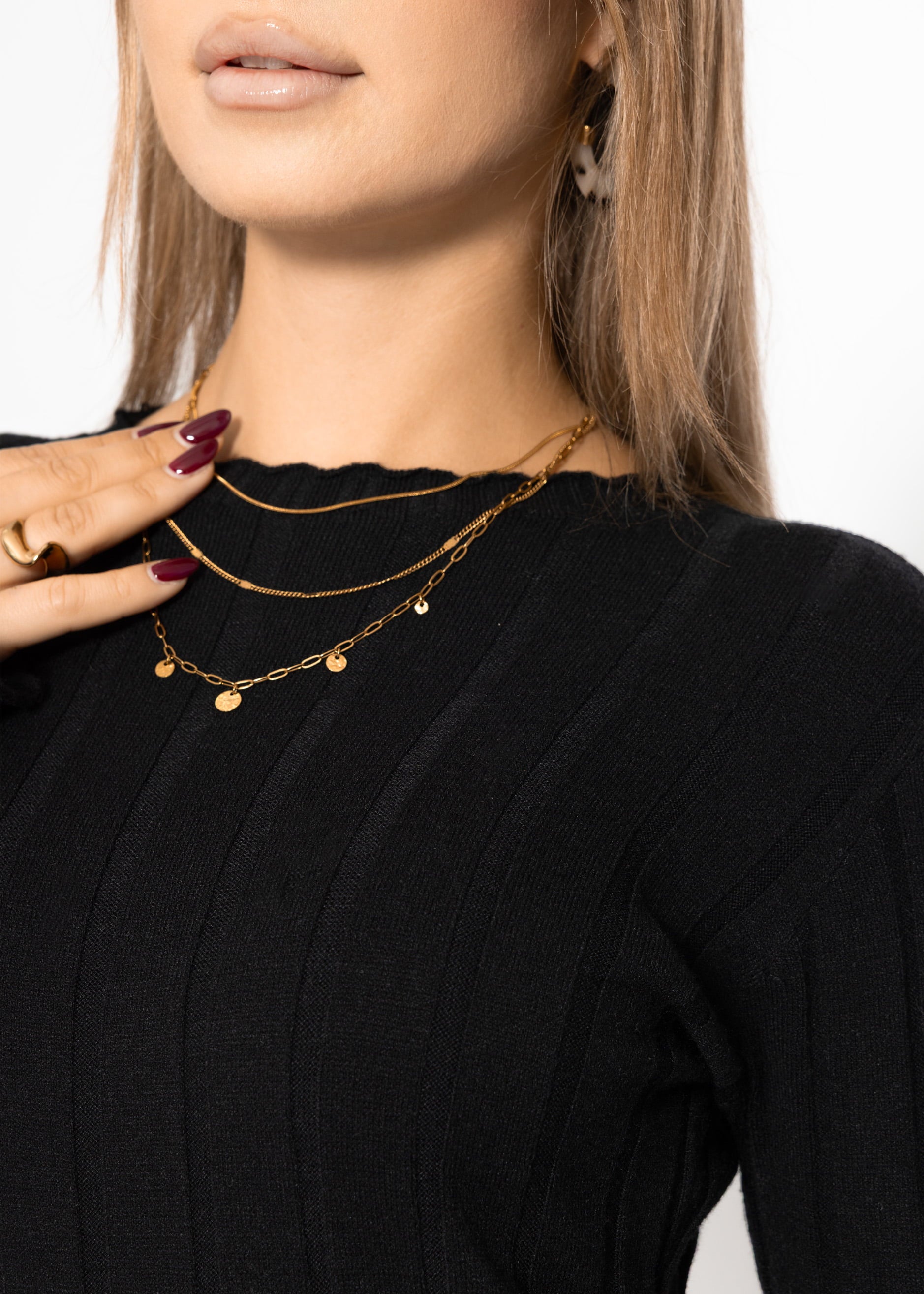 Maxi-Strickkleid in Rippoptik - schwarz